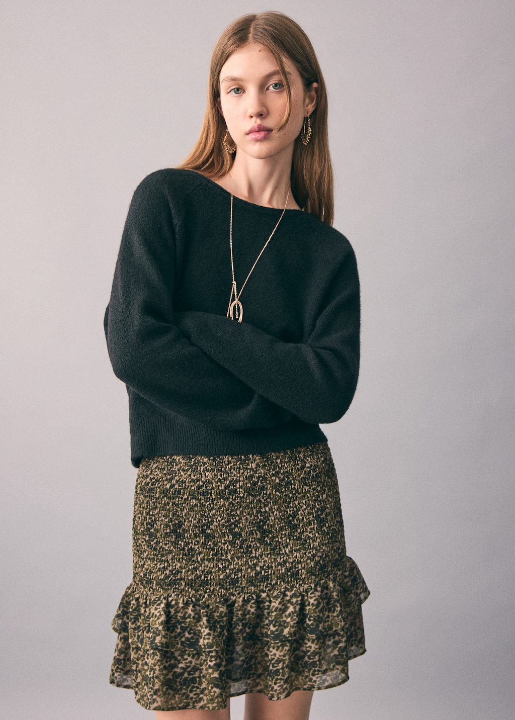 Printed skirt with ruffles