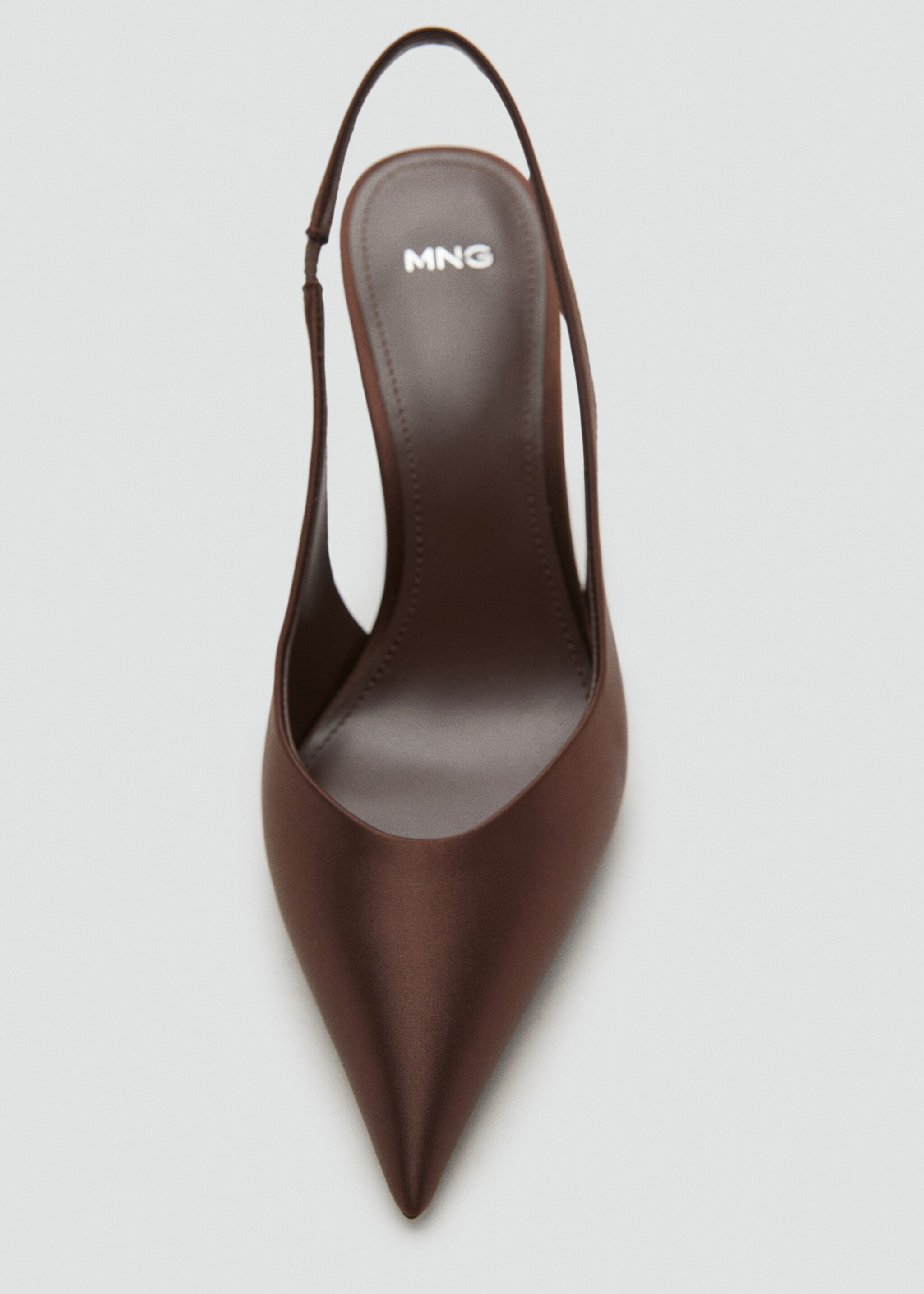 Satin court shoes - Details of the article 2, Chocolate. Ref: 17087126-00.