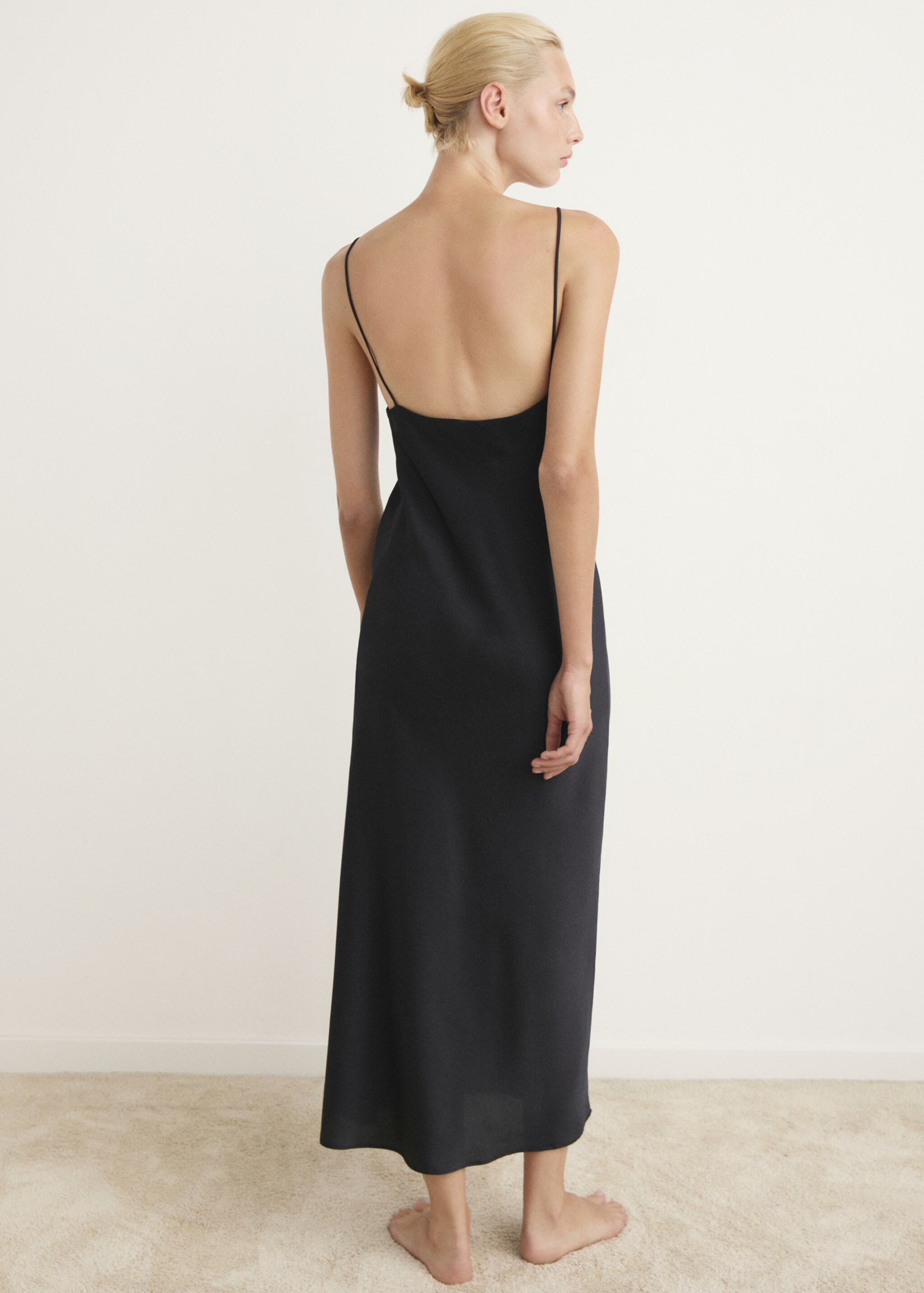 Satin midi-nightdress - Reverse of the article, Charcoal. Ref: 17087127-00.