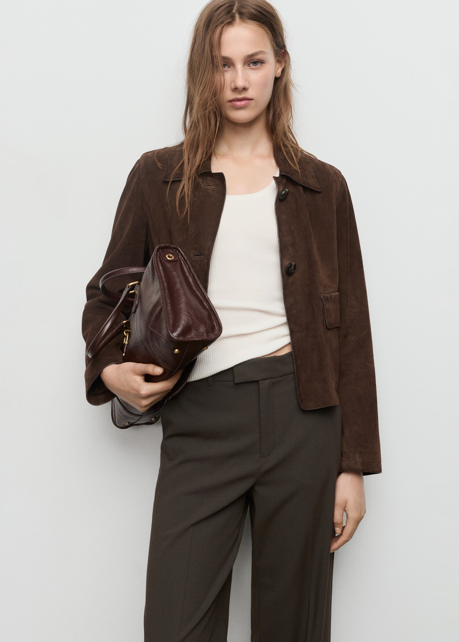 Mid-rise cropped straight-leg trousers - Details of the article 1
