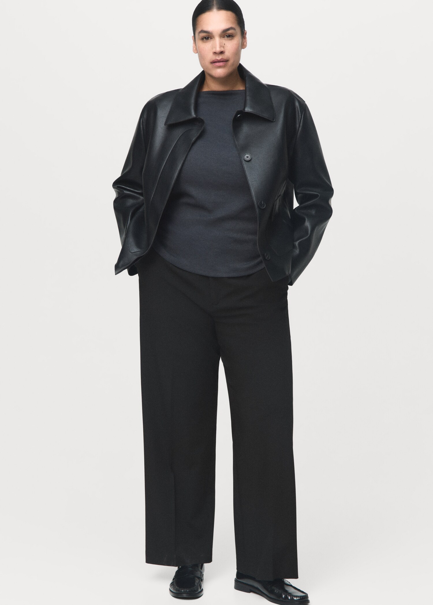 Mid-rise cropped straight-leg trousers - Details of the article 3