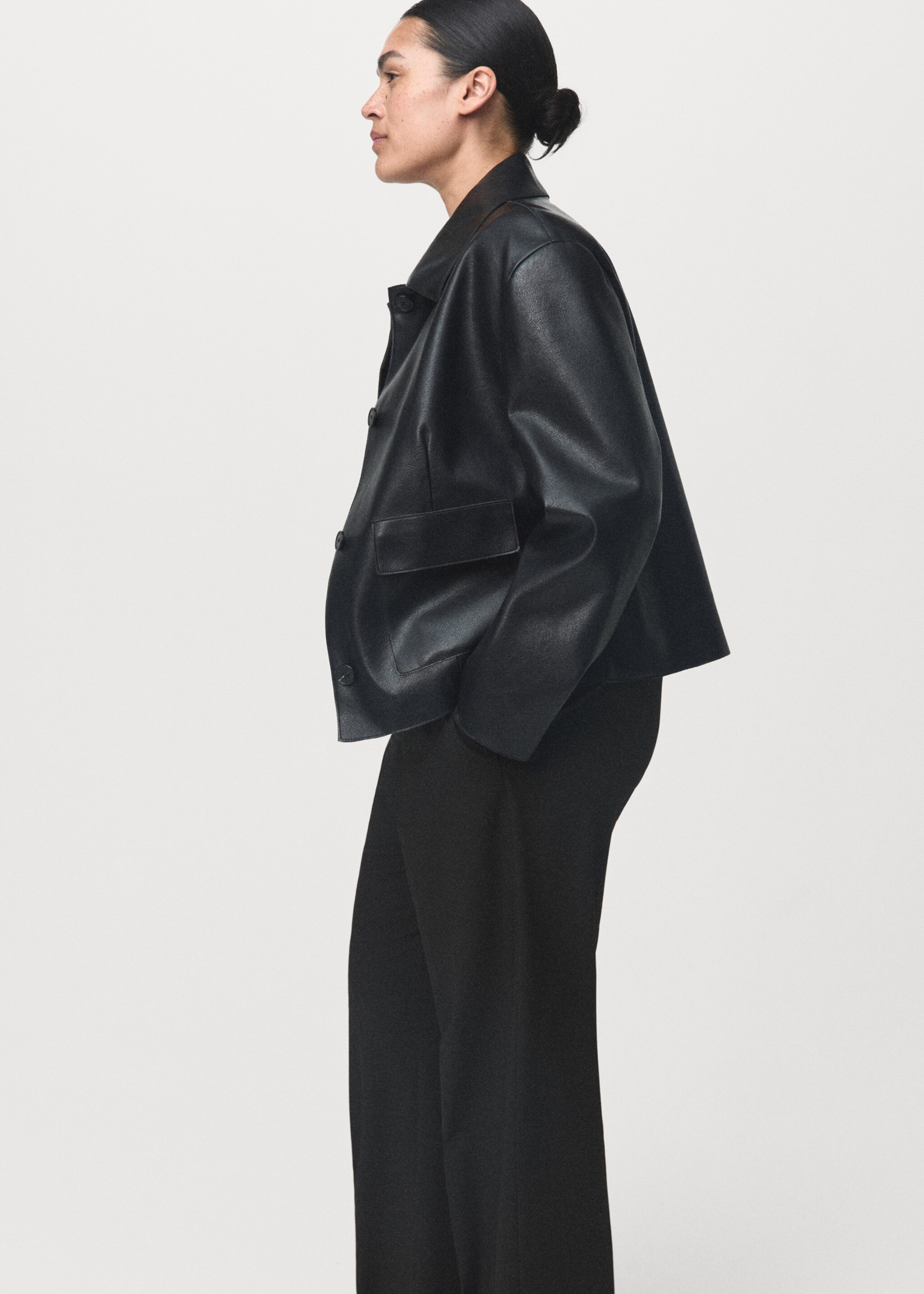 Mid-rise cropped straight-leg trousers - Details of the article 5, Black. Ref: 17087128-00.