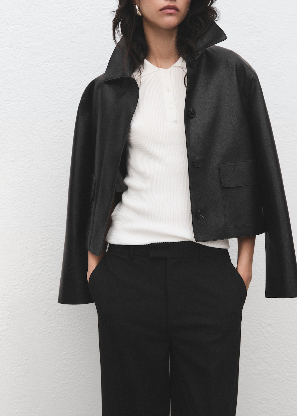 Mid-rise cropped straight-leg pants