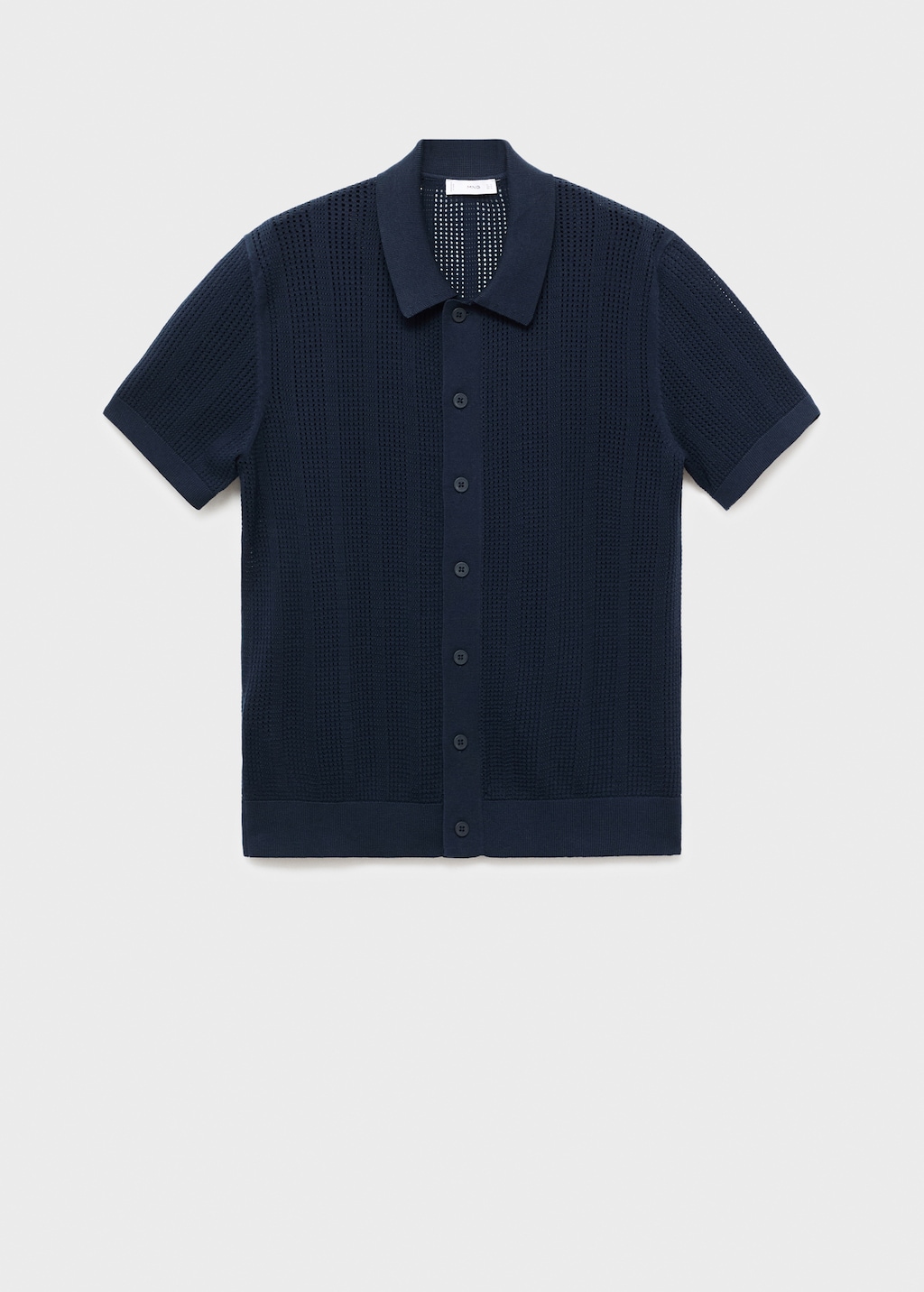 Striped knitted shirt with lace pattern