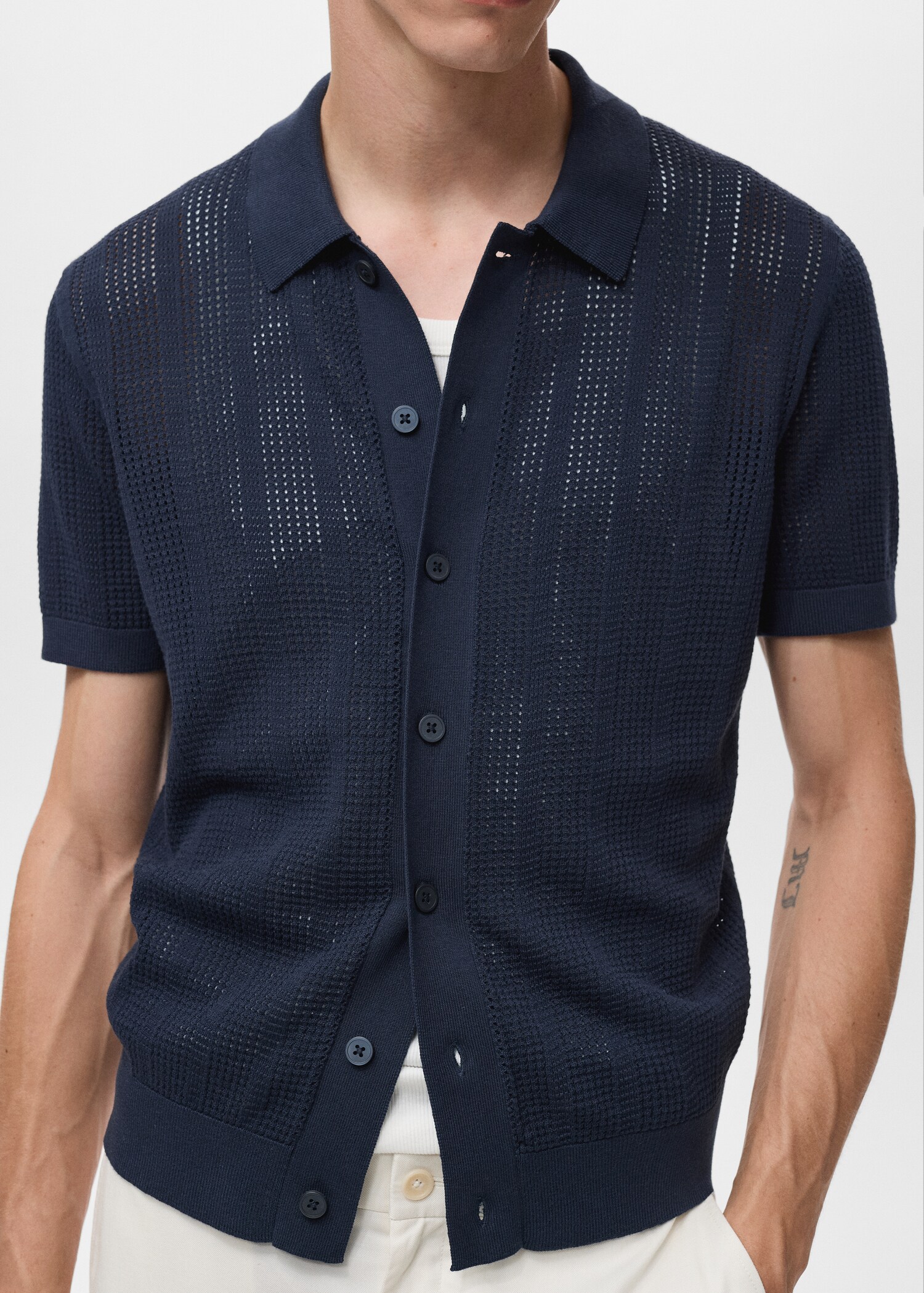 Camisa punto calado estructura rayas - Detalle del artículo 6