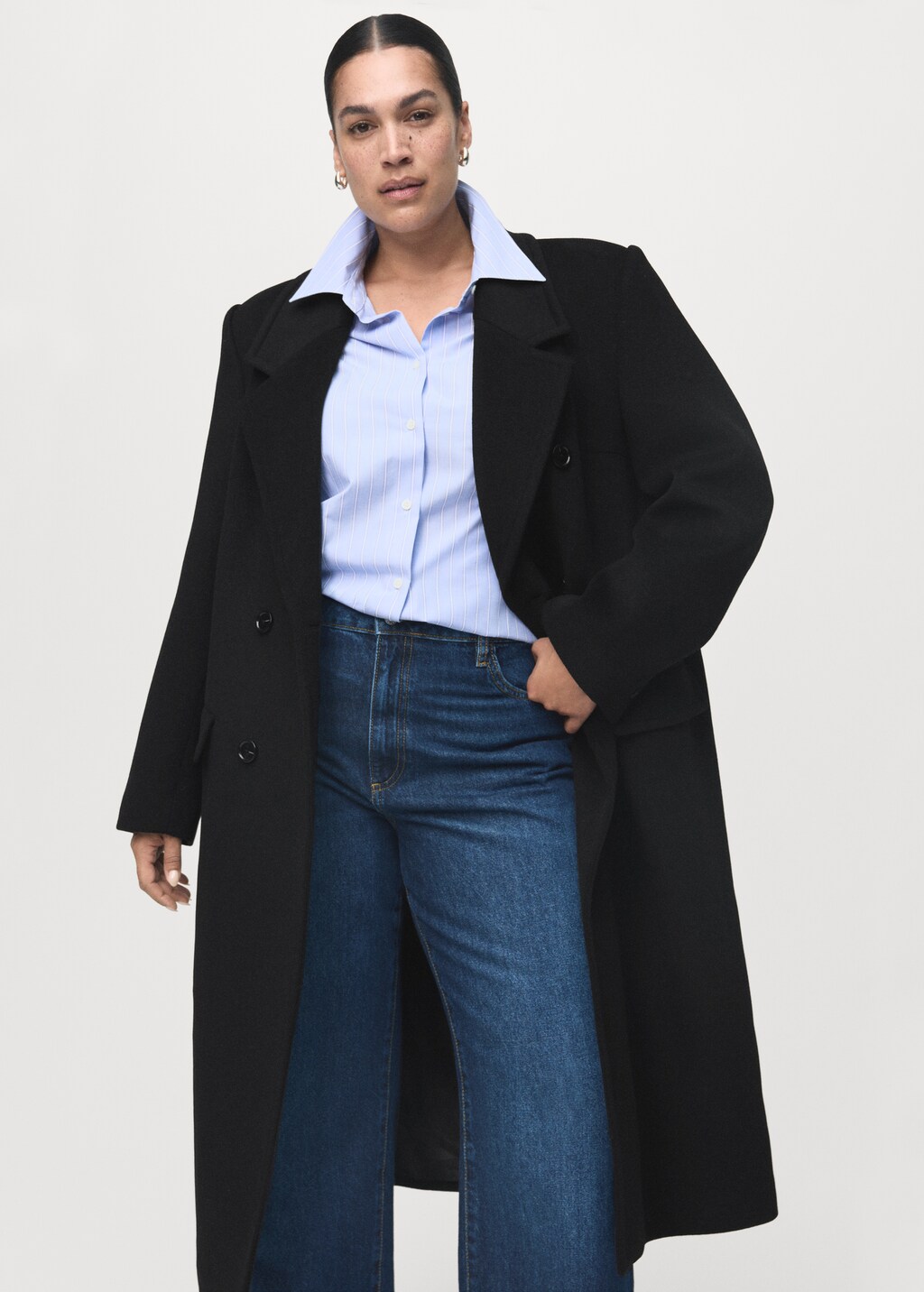 Mango Double-breasted wool coat