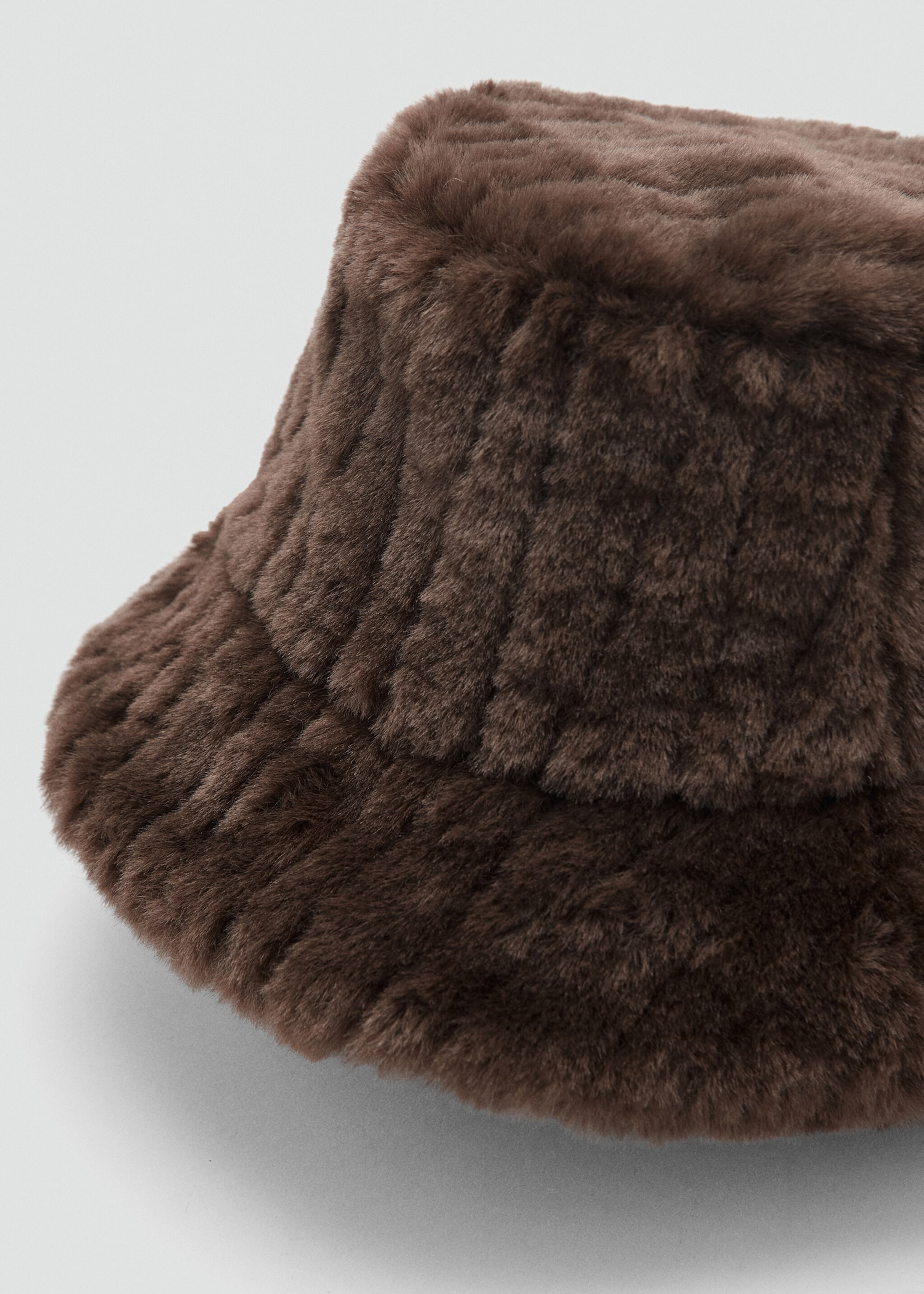 Hair-effect bucket hat - Medium plane, Chocolate. Ref: 17087768-00.