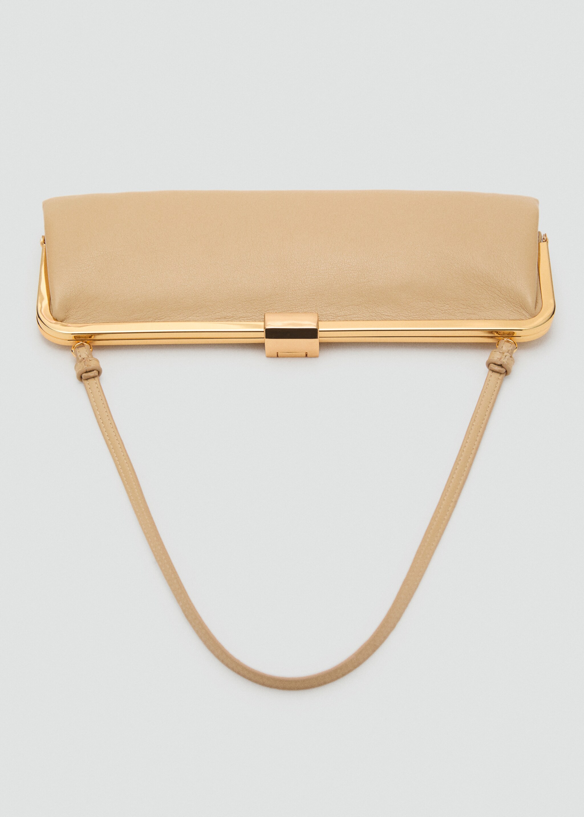 Metallic clutch handbag - Details of the article 1, Vanilla. Ref: 17087769-00.