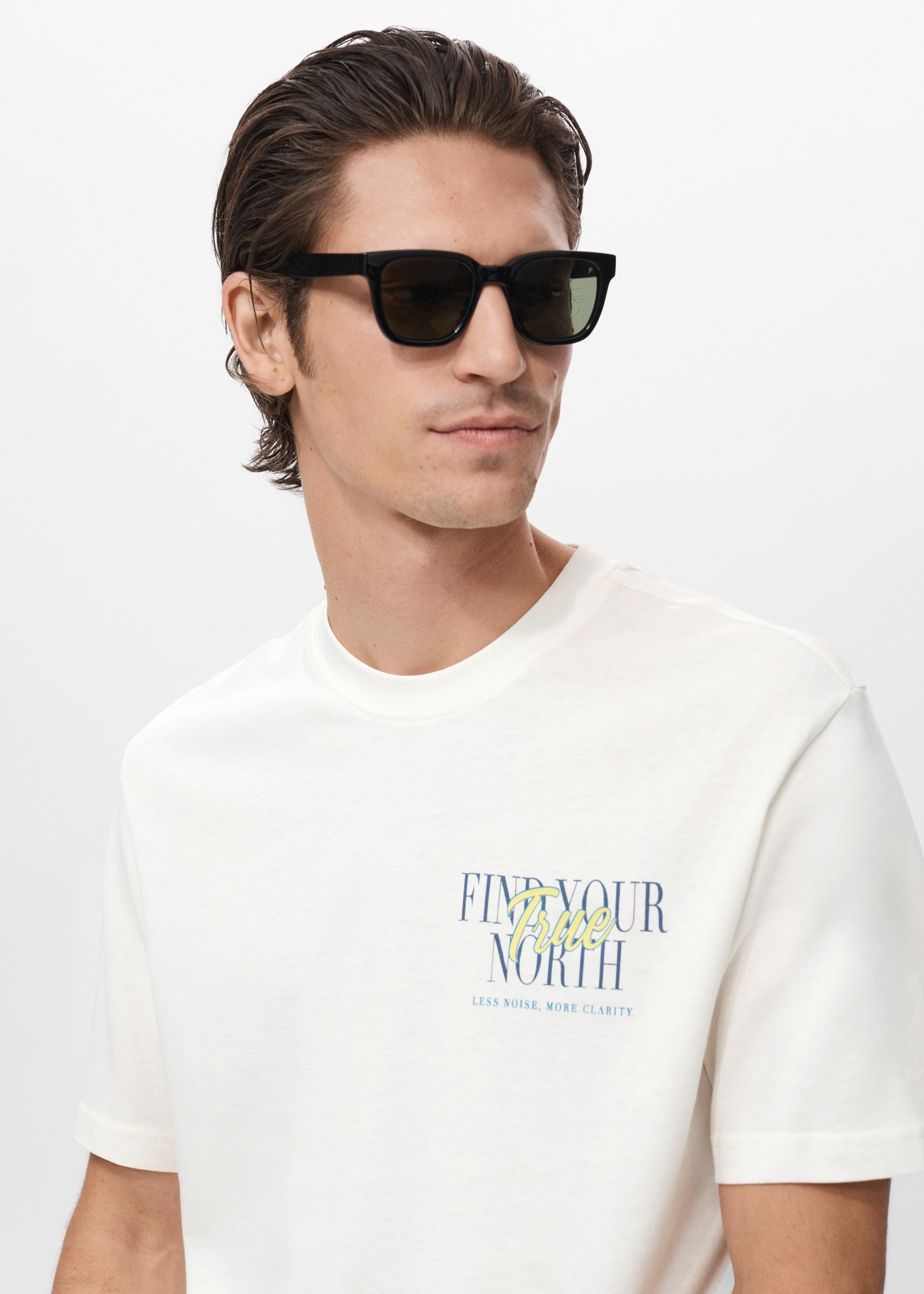 T-shirt 100 % coton texte - Détail de l'article 1, Blanc cassé. Ref: 17087770-00.