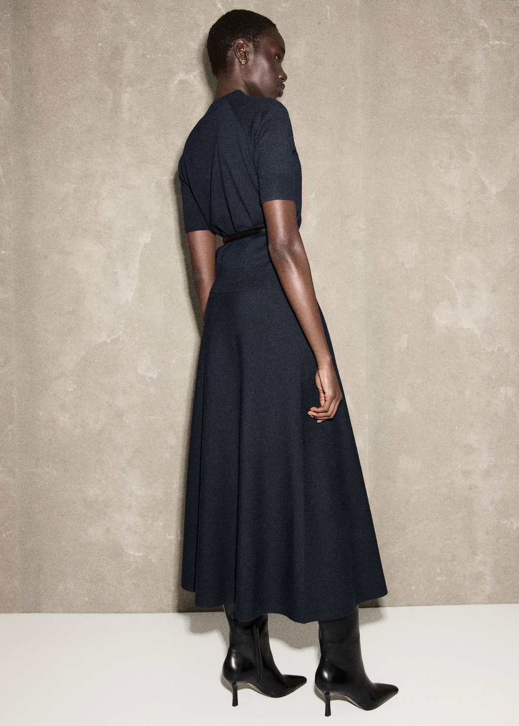 Wool-blend knitted skirt