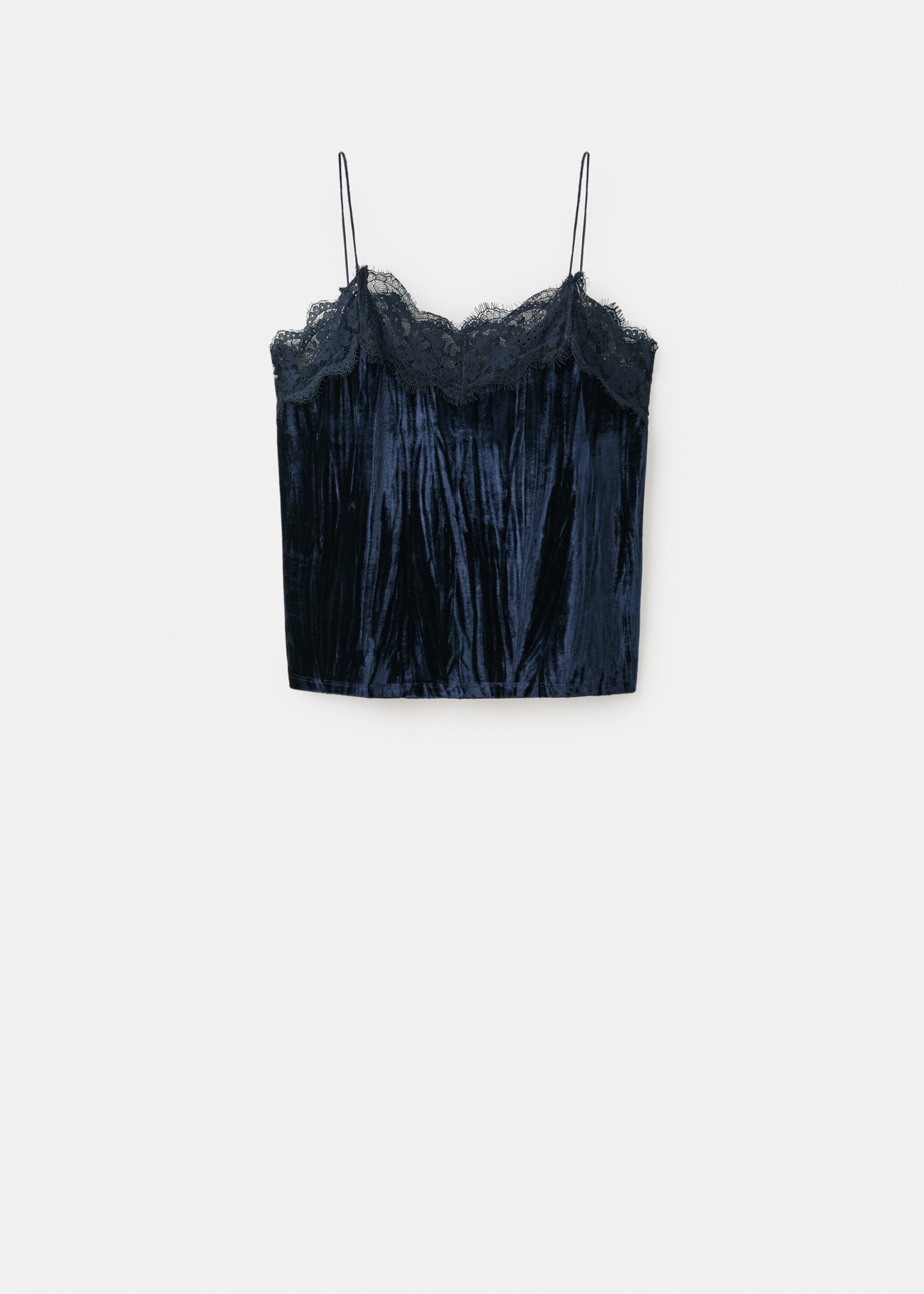 Lace velvet top - Article without model, Navy. Ref: 17087783-00.