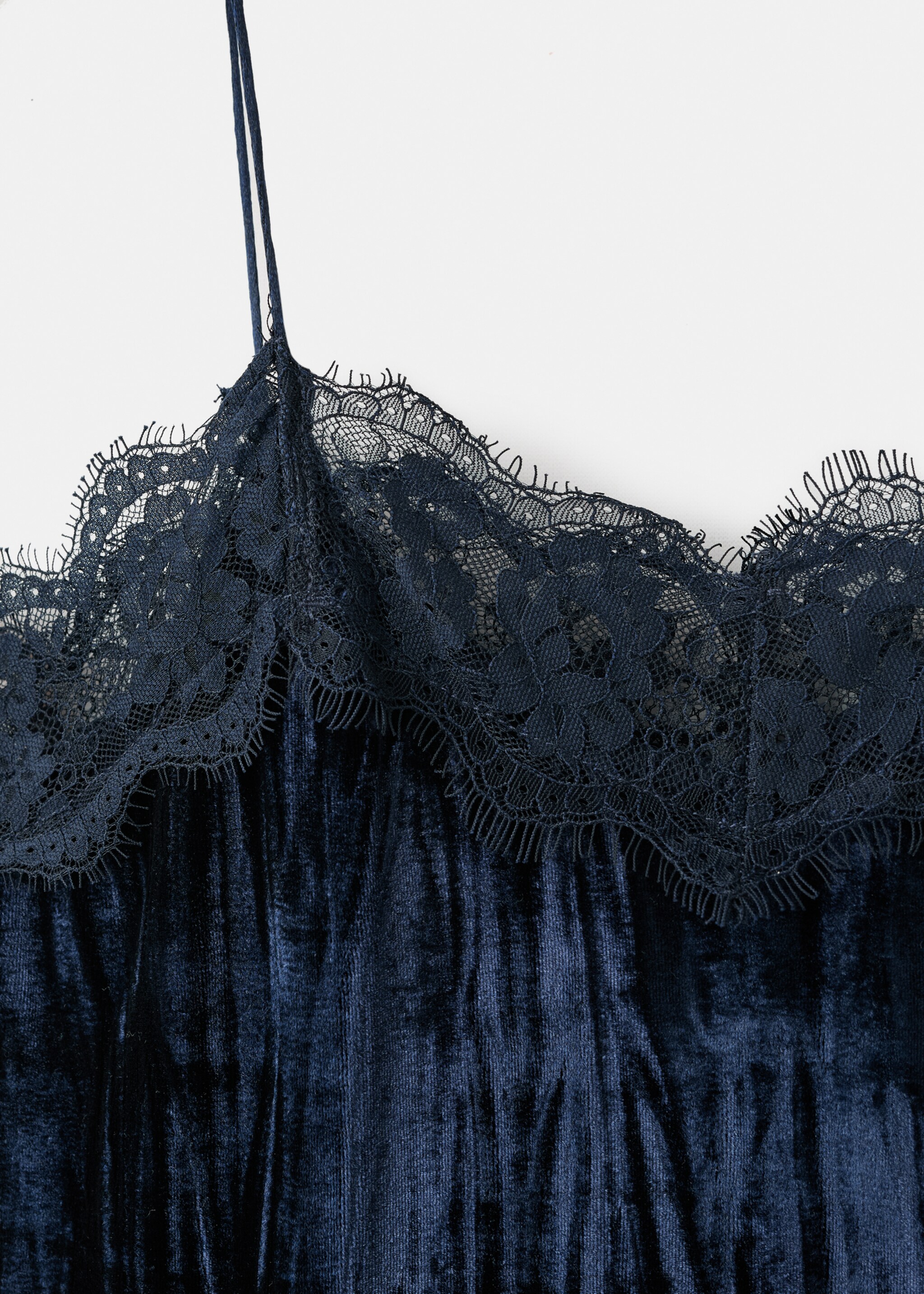 Lace velvet top - Details of the article 8, Navy. Ref: 17087783-00.