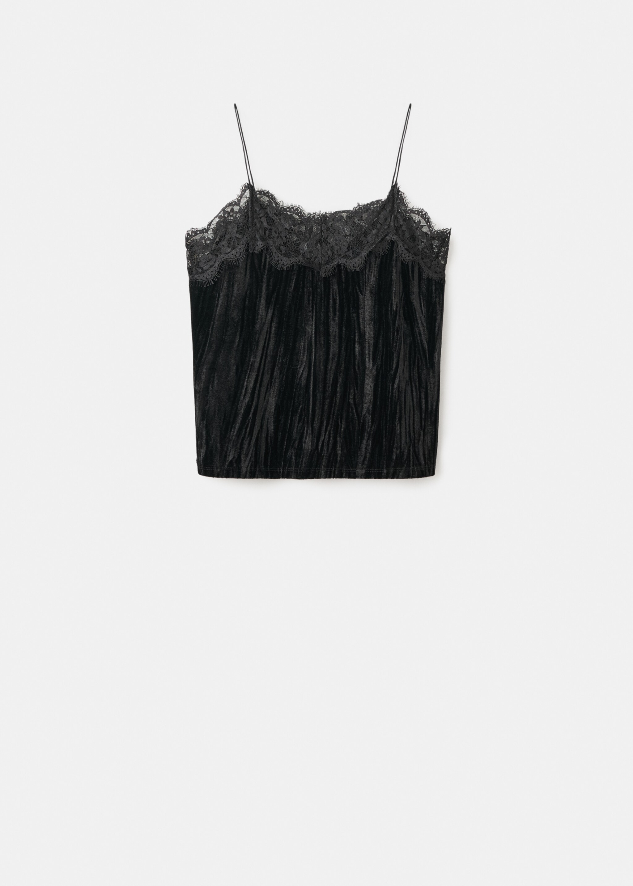 Lace velvet top - Article without model, Black. Ref: 17087783-00.