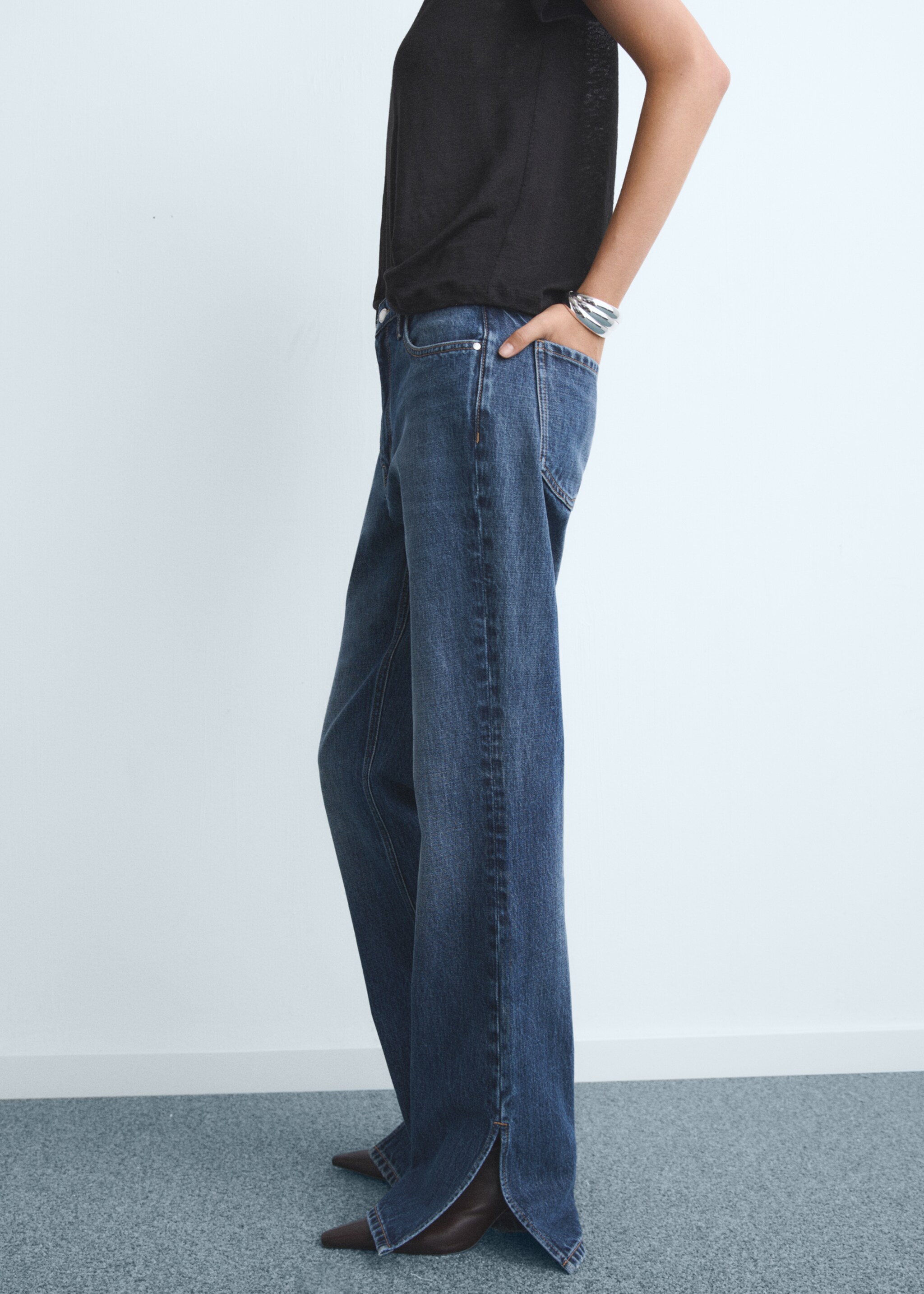 Straight-leg jeans with openings - Medium plane, Dark Blue. Ref: 17087788-00.