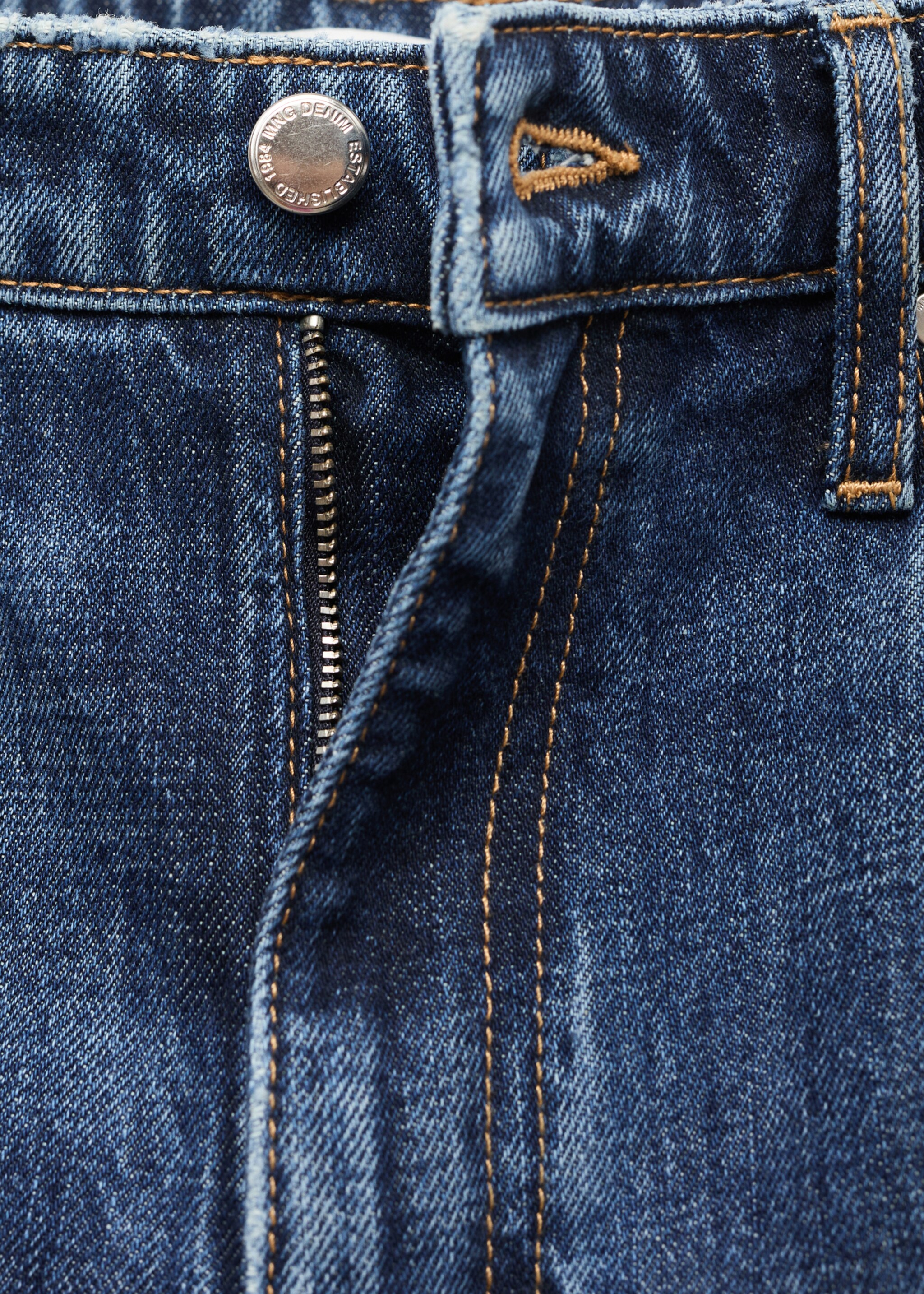Straight-leg jeans with openings - Details of the article 8, Dark Blue. Ref: 17087788-00.