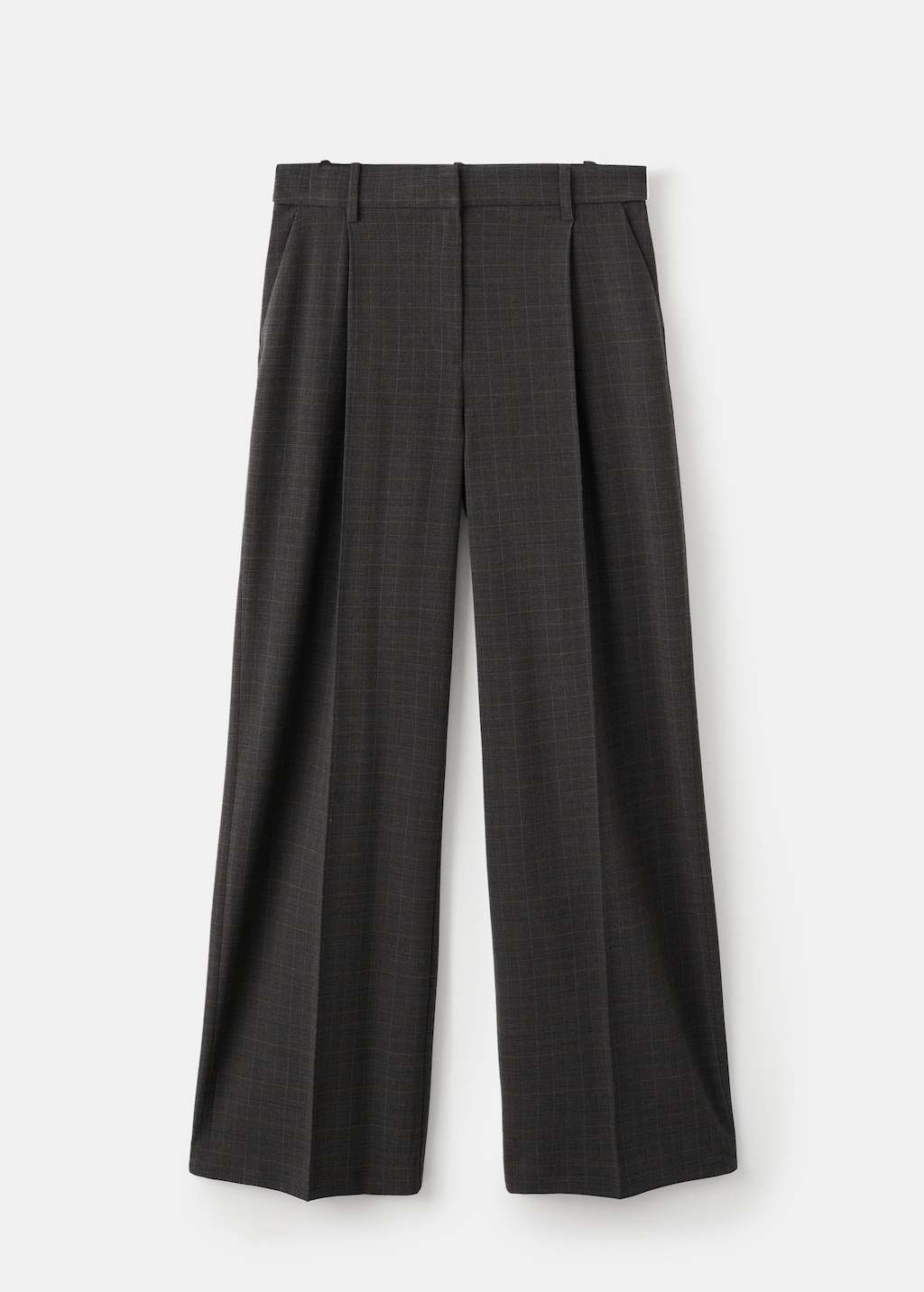 Check pleated pants