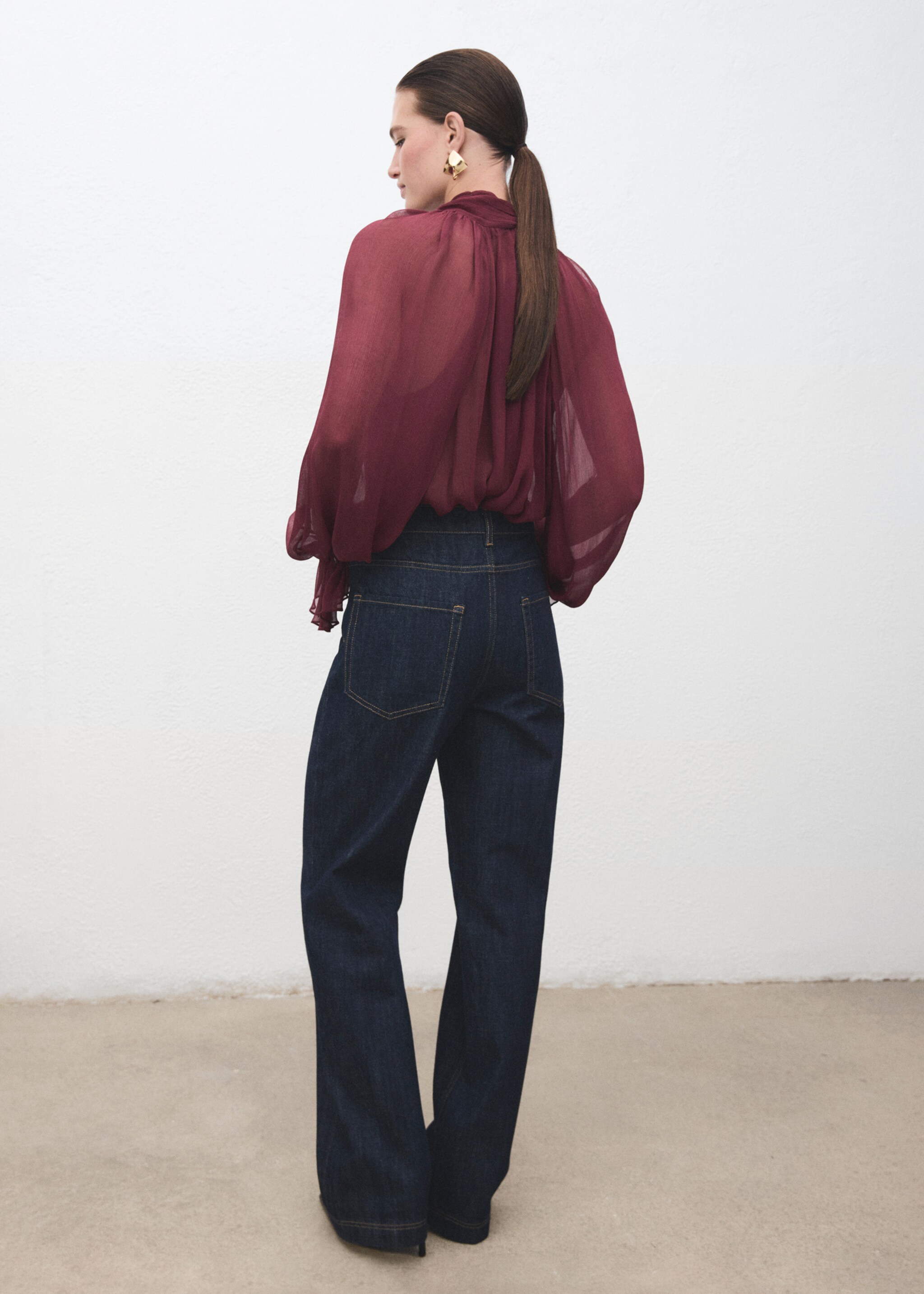 Gerade Jeans mit Knopfleiste - Rückseite des Artikels, Blau. Ref: 17087796-00.
