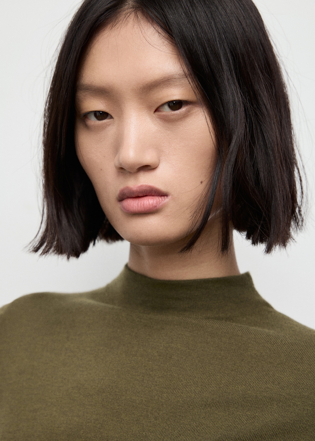 Perkins-neck knitted dress