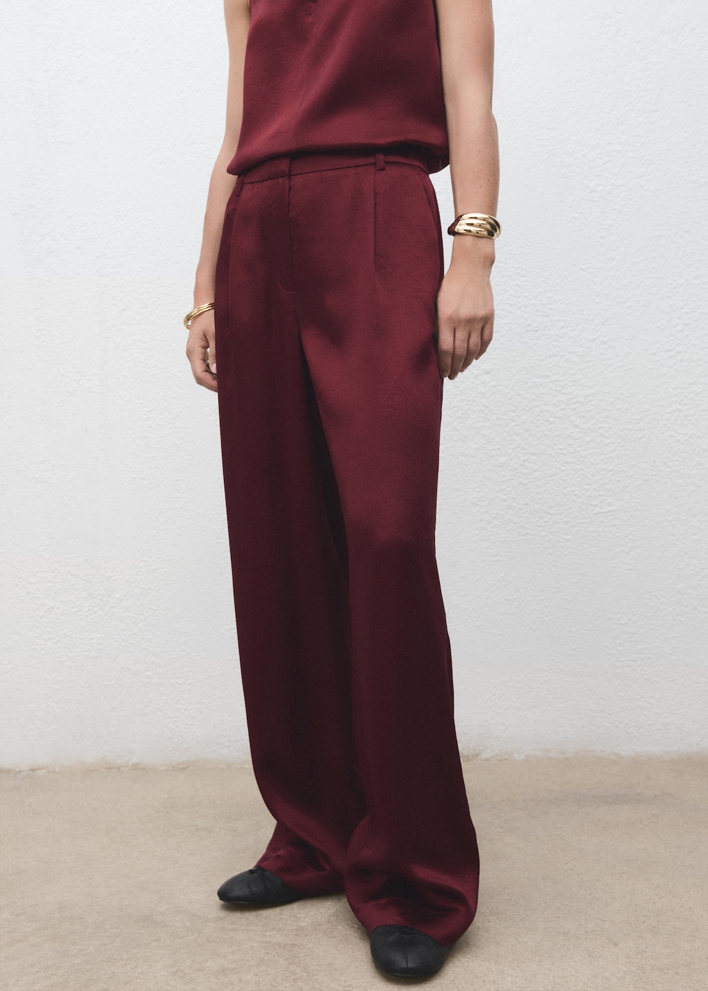 Satin wide-leg pants