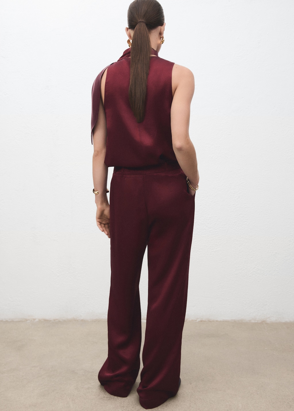 Satin wide-leg pants