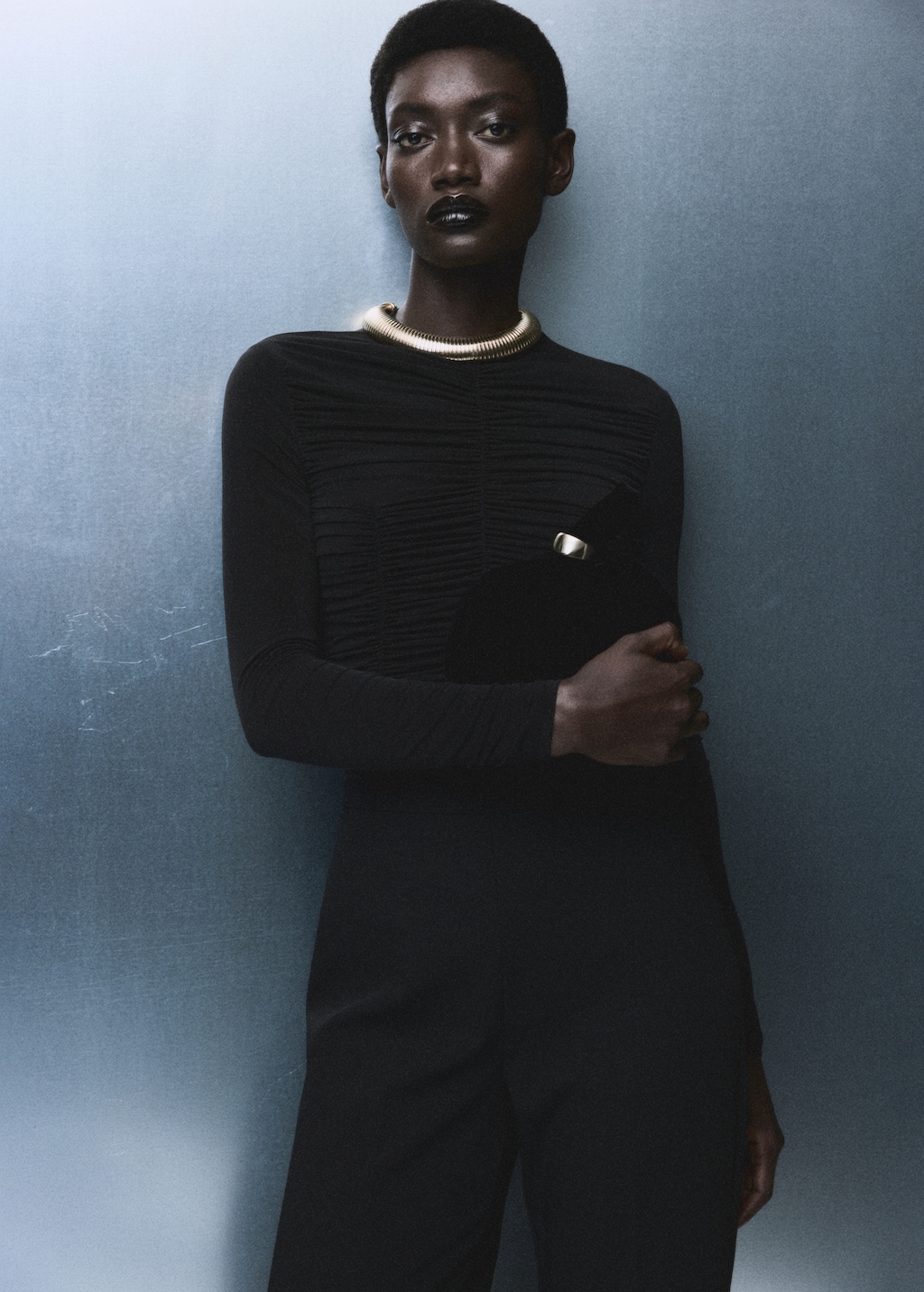 Combined ruched jumpsuit