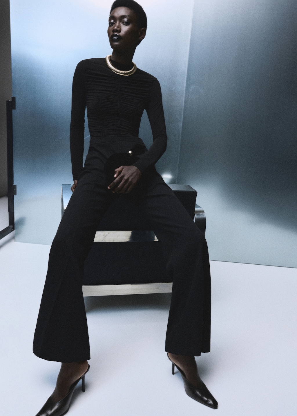 Combined ruched jumpsuit