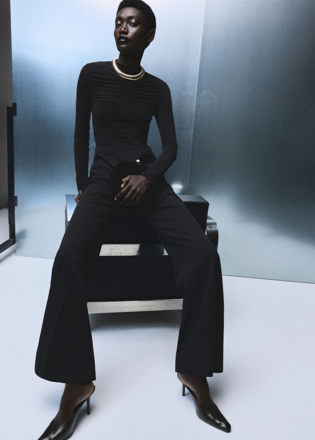 Combined ruched jumpsuit