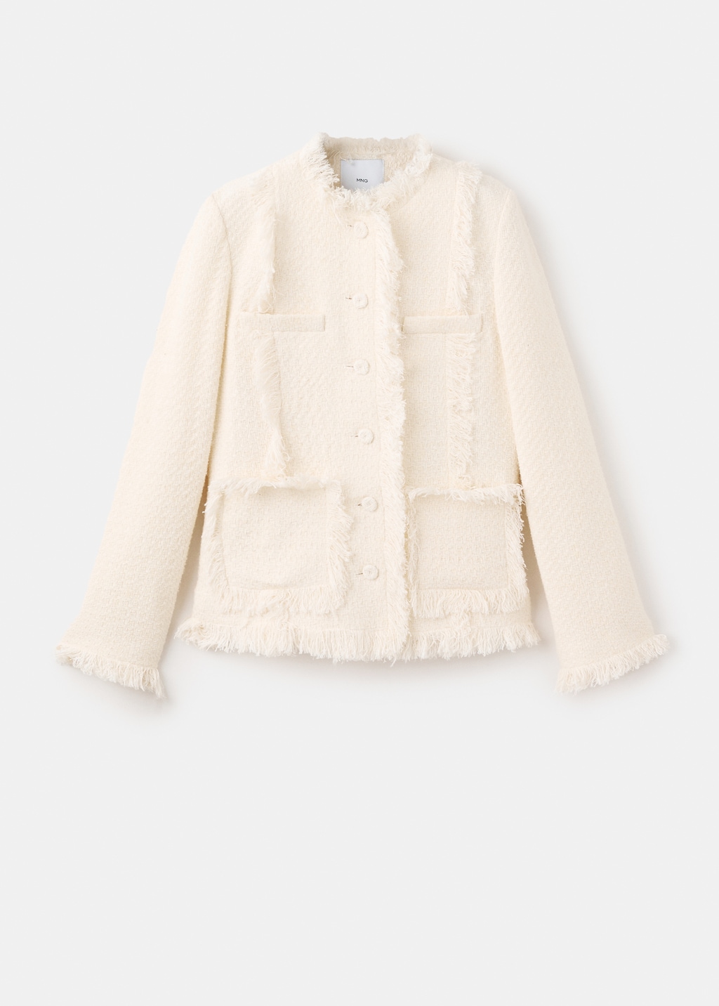 cochan♡Lumignon tweed fringe jacket 白 cochan♡Lumignon tweed fringe jacket 白 YIZHIWANG Korean