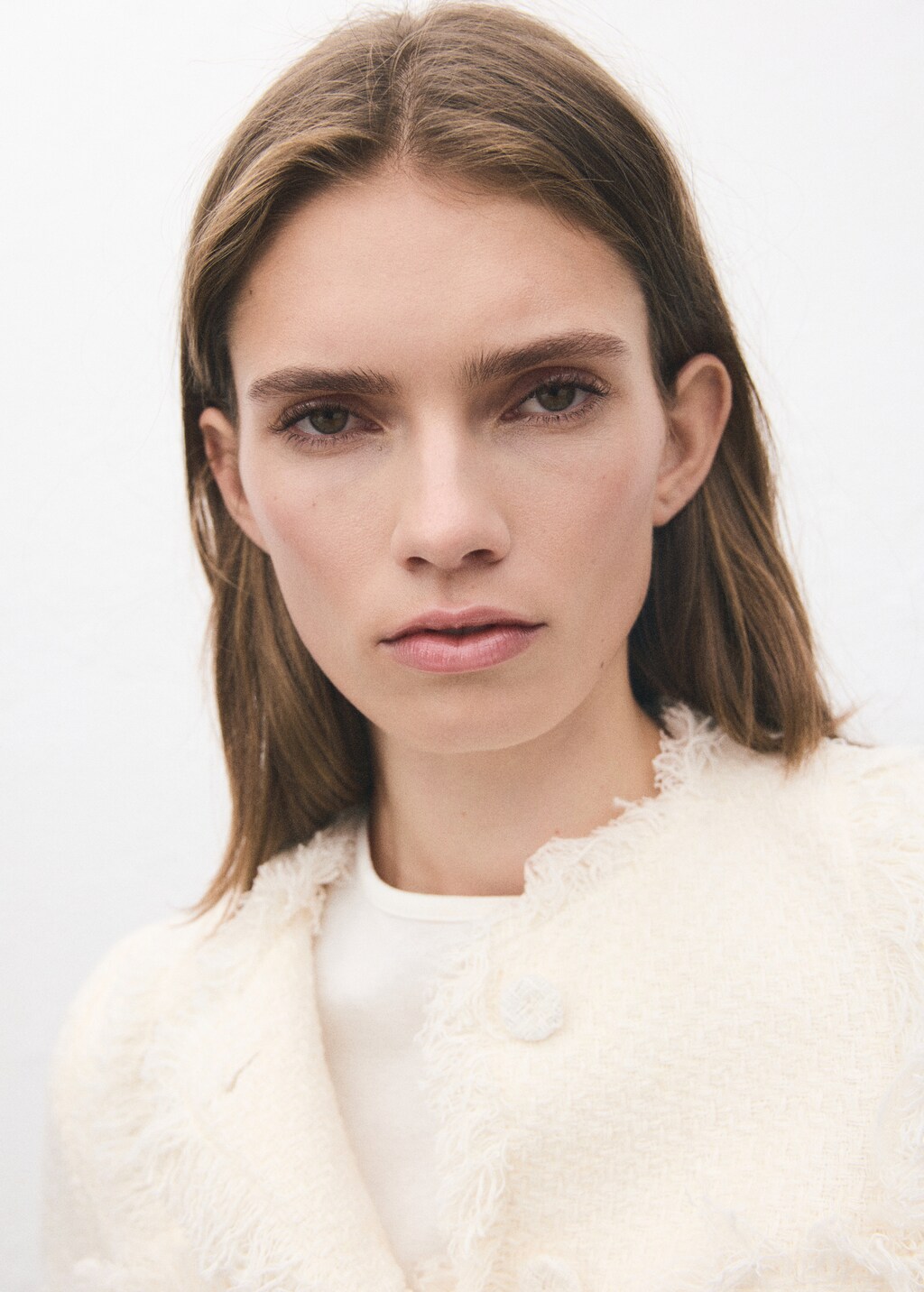 Mango Tweed jacket with frayed ends thumbnail