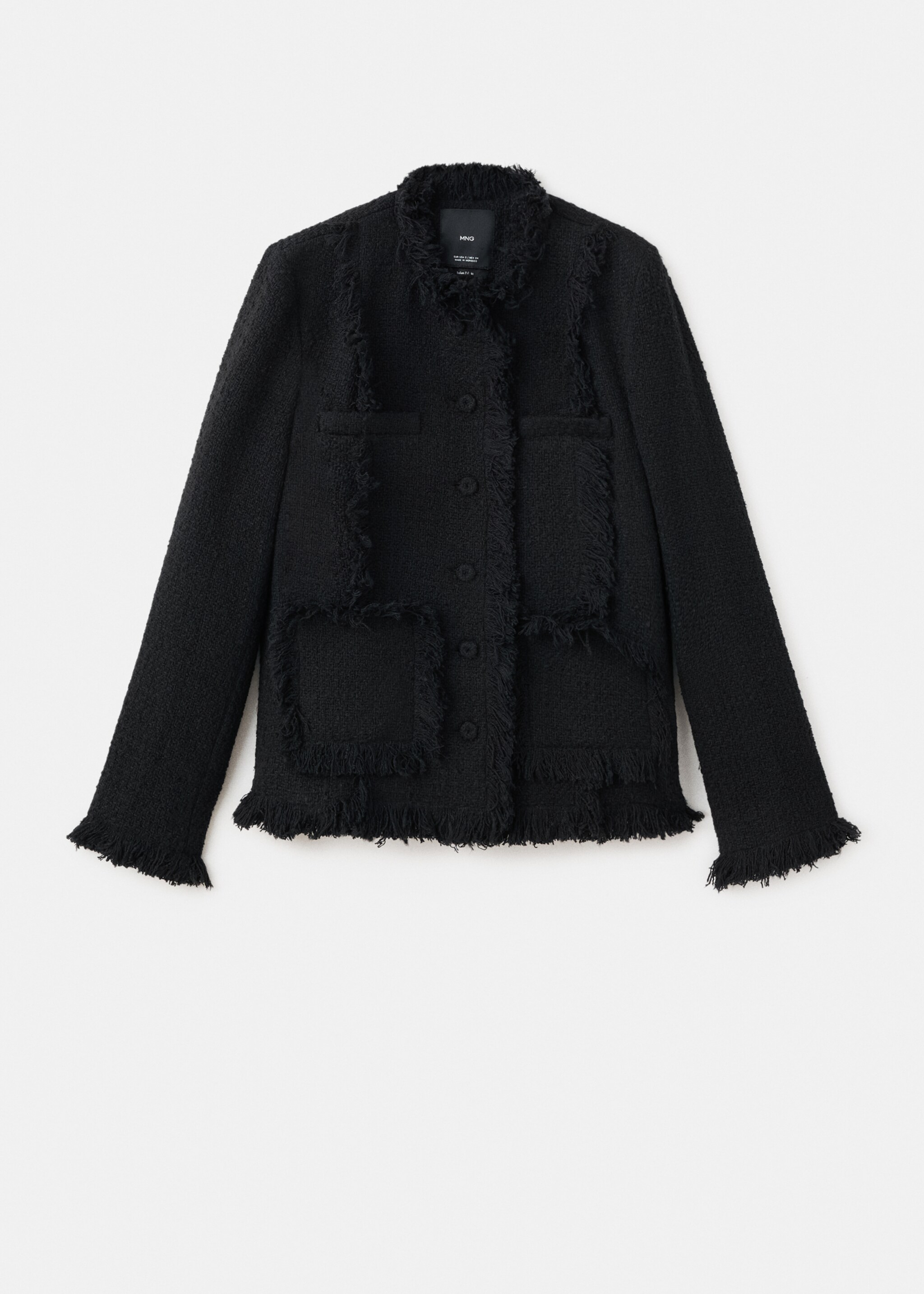 Tweed jacket with frayed ends - Article without model, Black. Ref: 17087813-00.