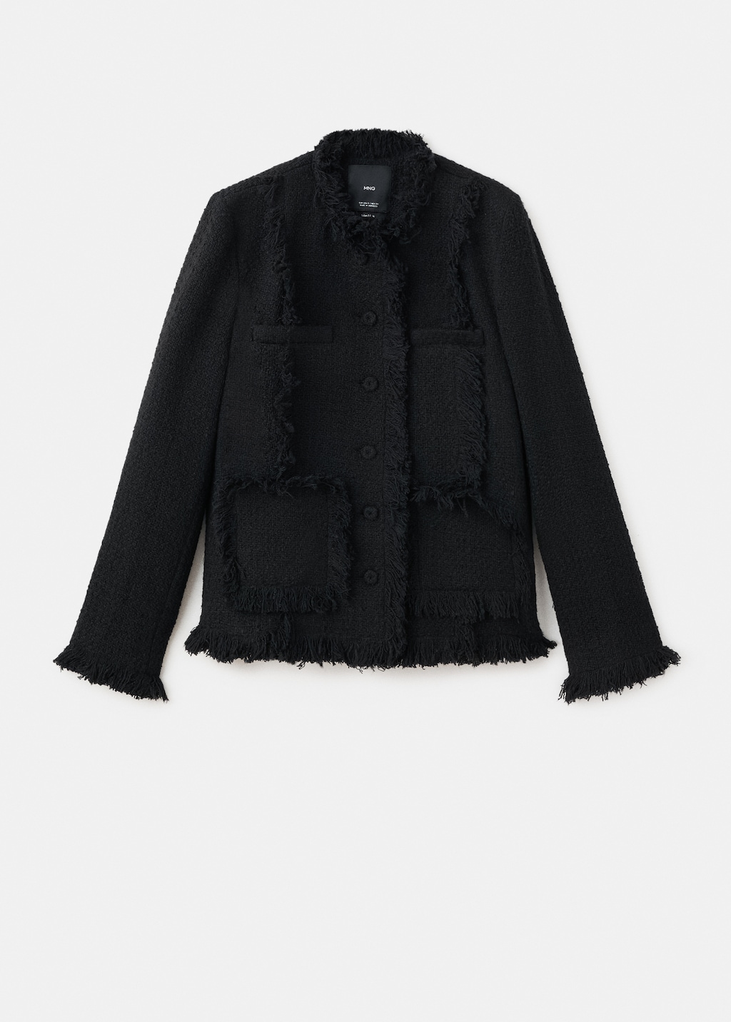 Tweed jacket with frayed ends