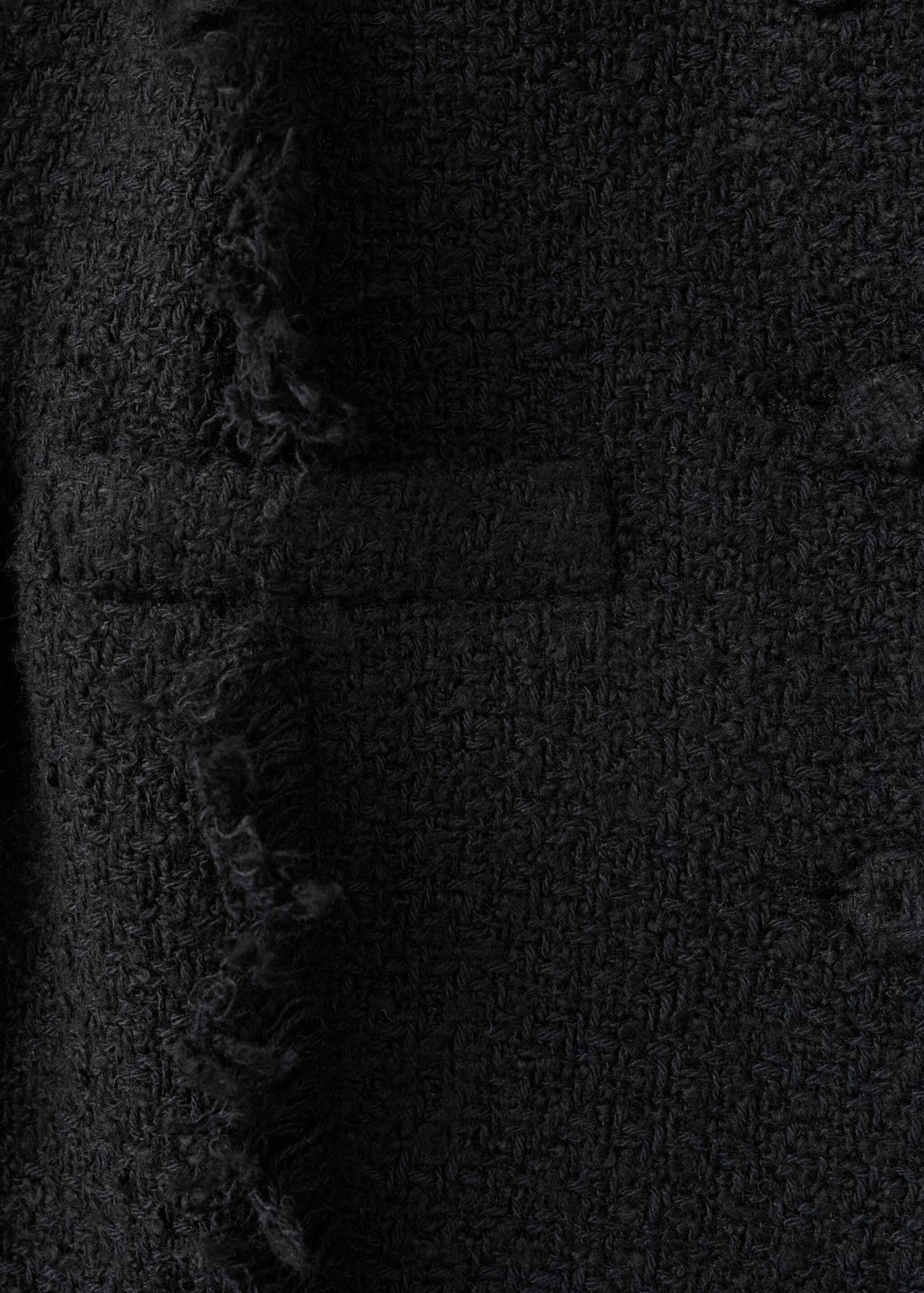 Tweed jacket with frayed ends - Details of the article 0, Black. Ref: 17087813-00.
