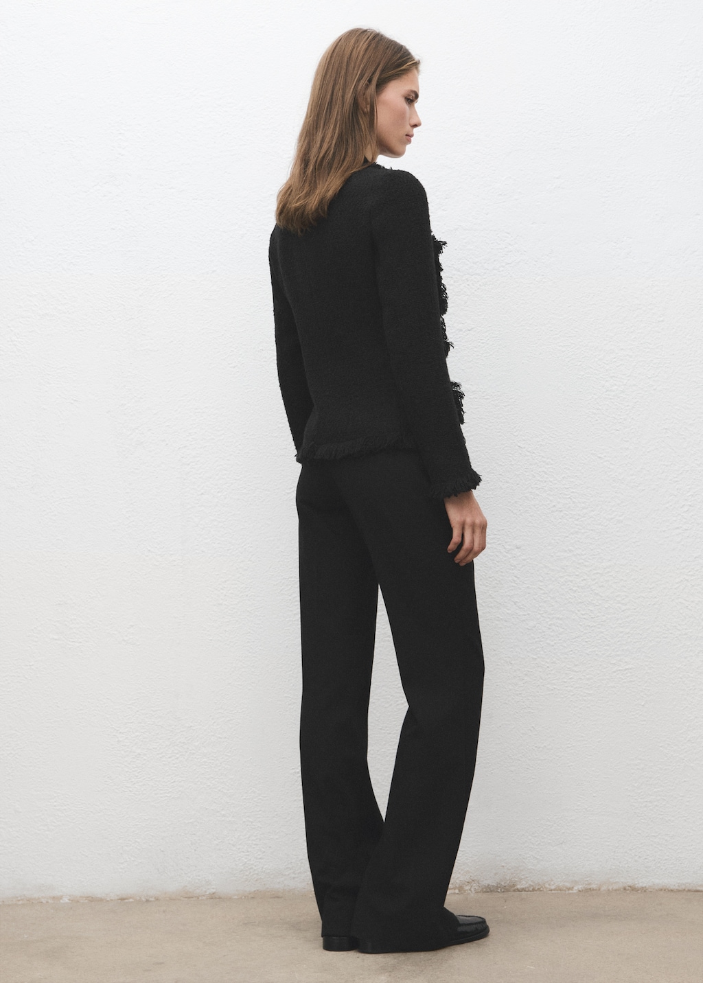 Tweed jacket with frayed ends