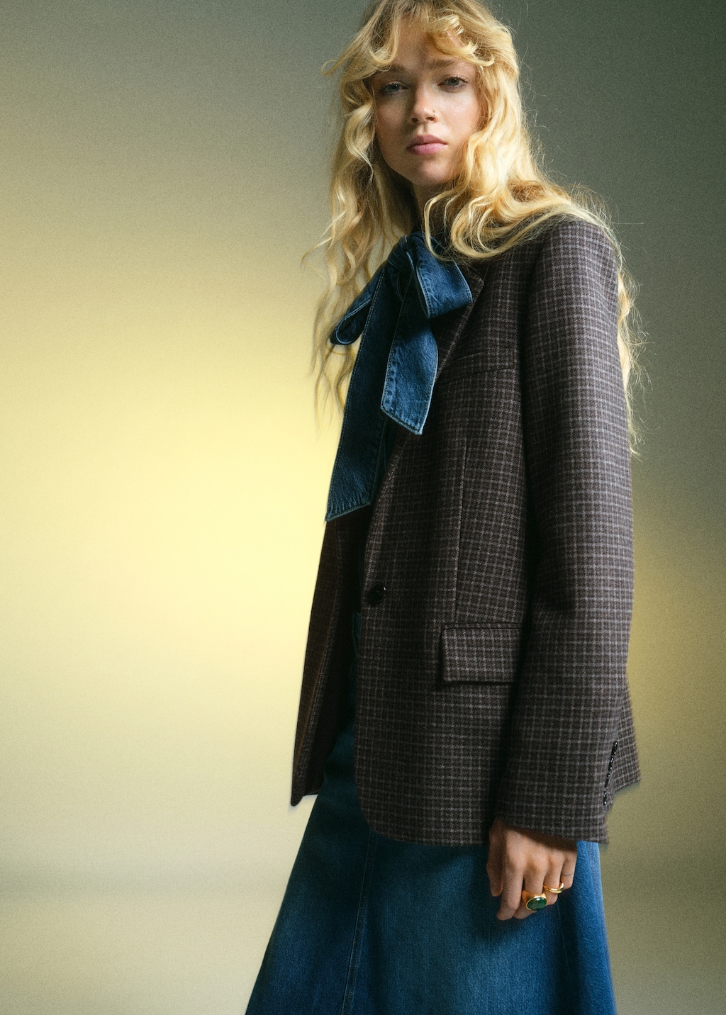 Wool check blazer