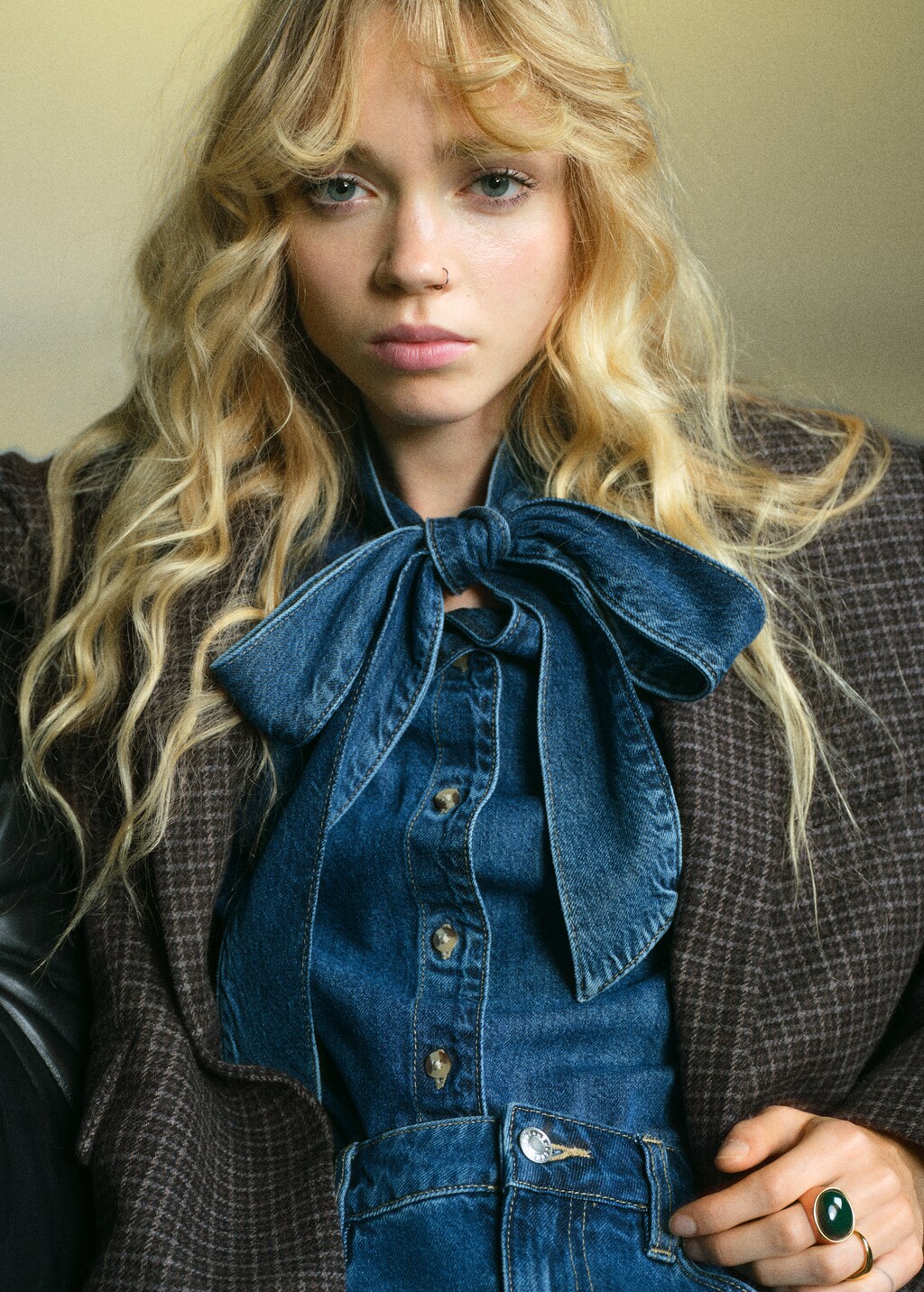 Mango Wool check blazer