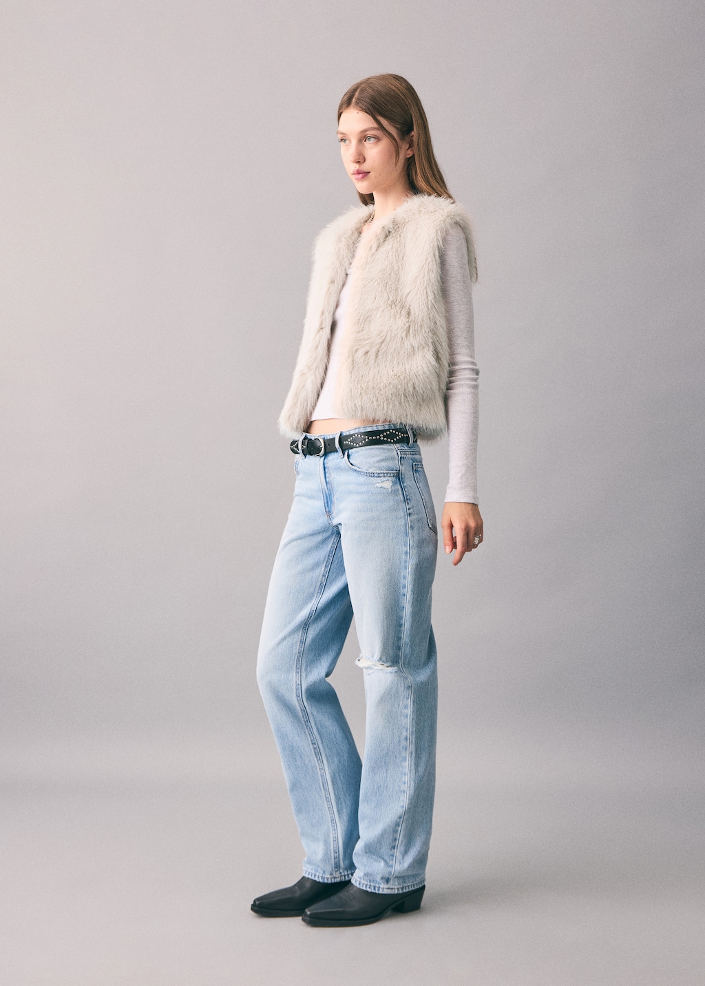 Fur-effect cape vest