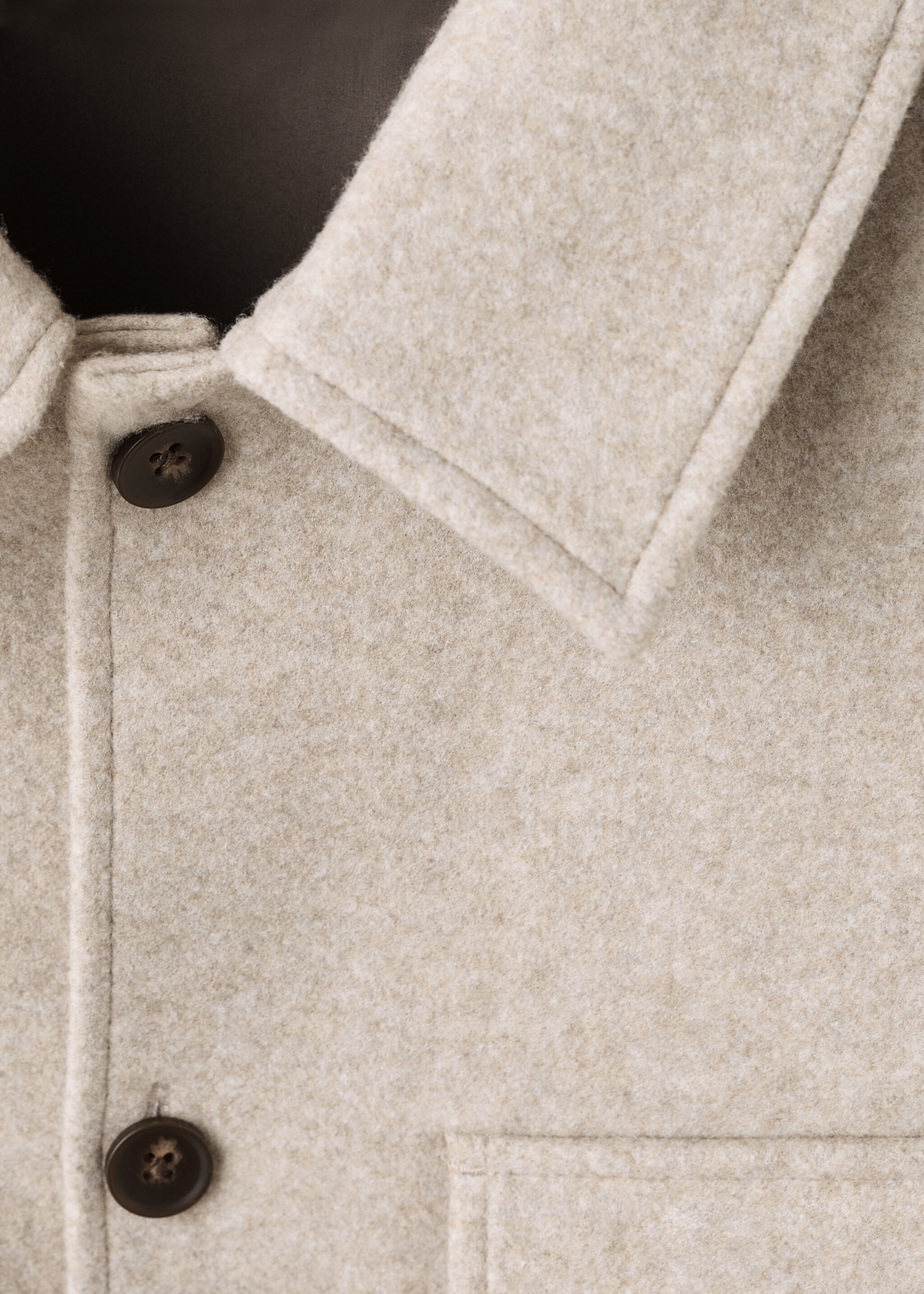 Wool jacket with lapel pockets - Details of the article 0, Sand. Ref: 17087884-00.