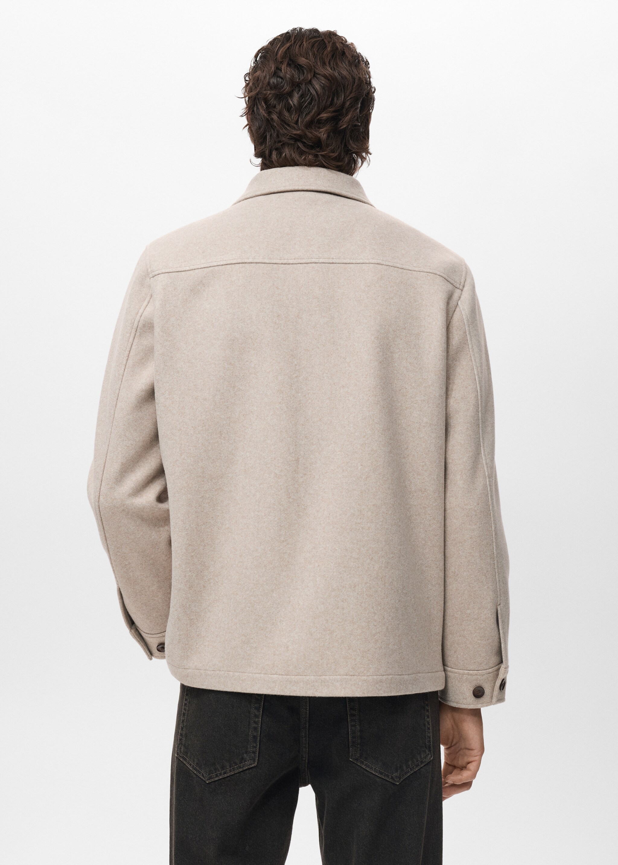 Wool jacket with lapel pockets - Reverse of the article, Sand. Ref: 17087884-00.