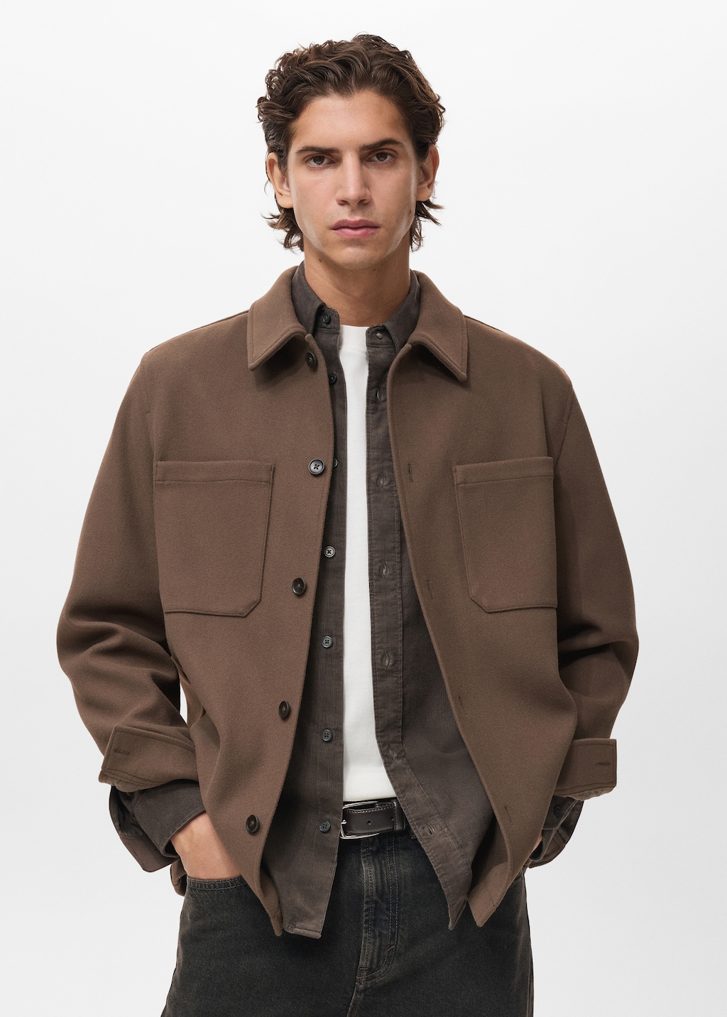 Wool overshirt with pockets