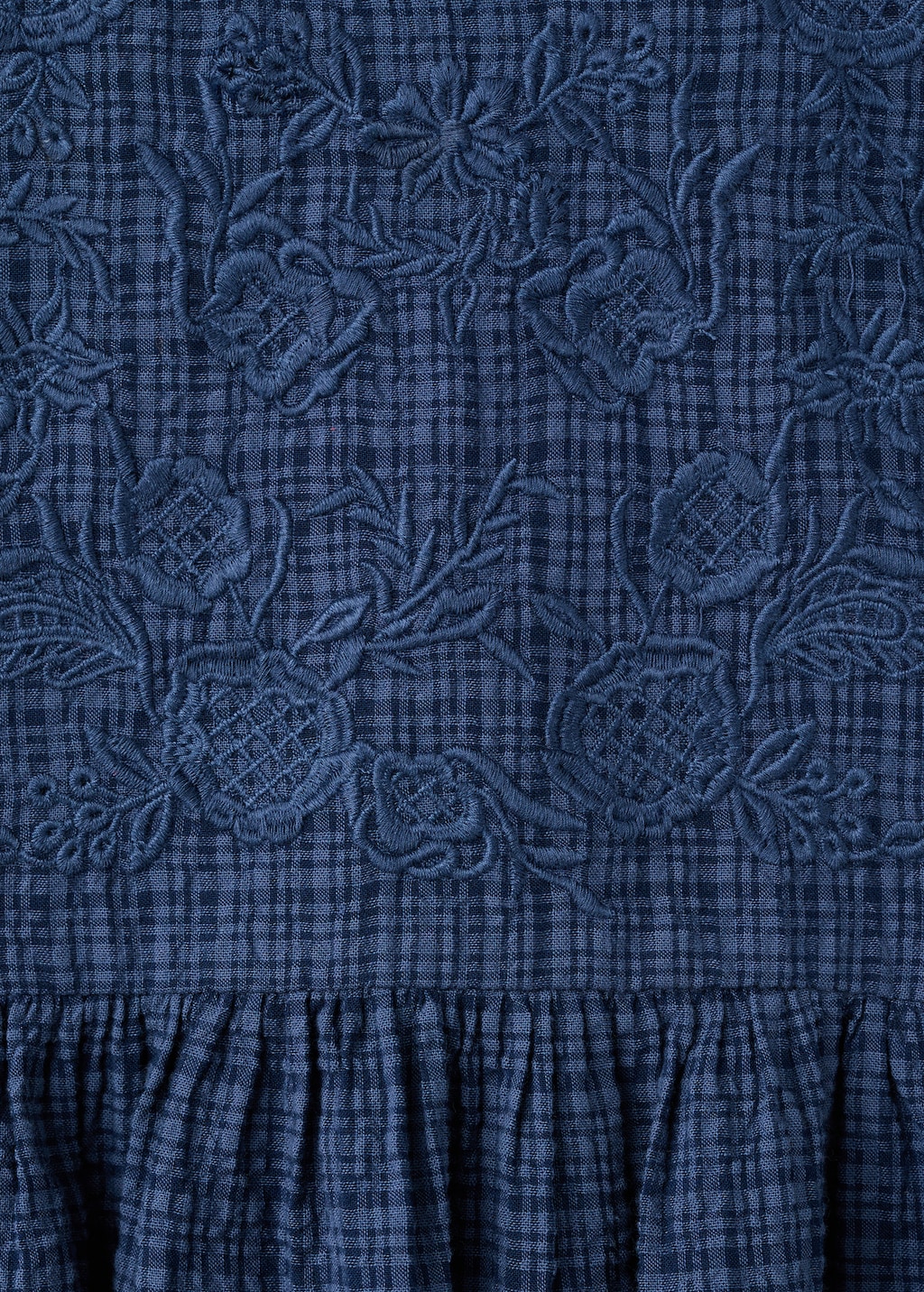 Check dress with embroidered detail