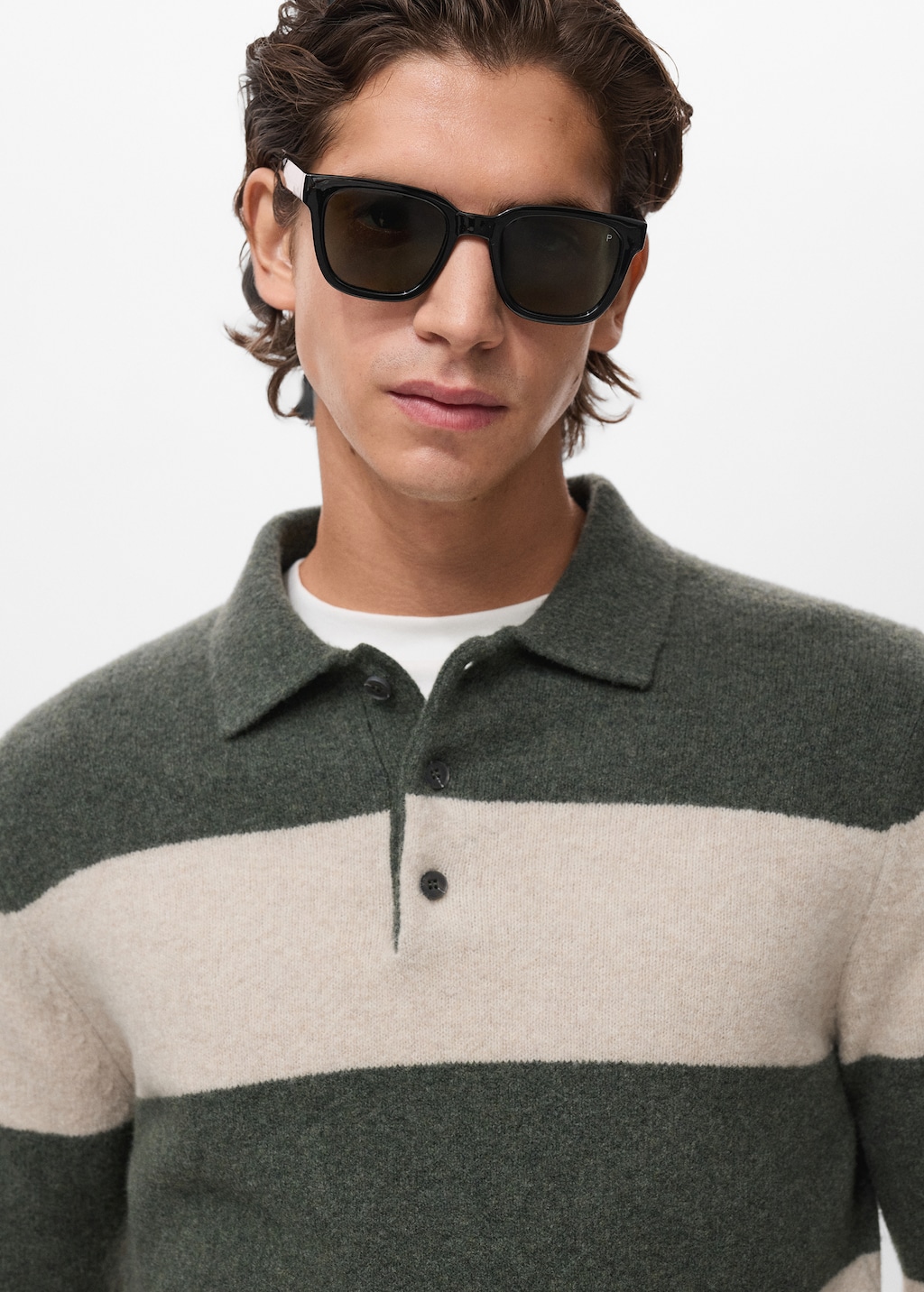 Knitted wool blend polo sweater