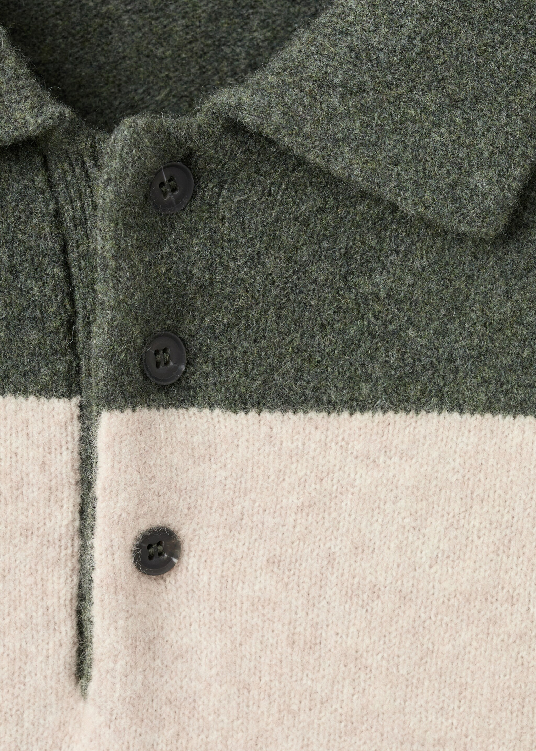 Knitted wool blend polo sweater - Details of the article 8, Dark Green. Ref: 17087895-00.