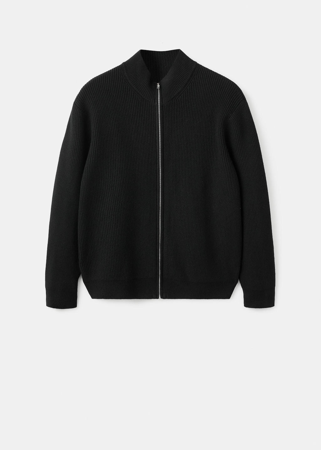 Ribbed-knit cardigan with zipper