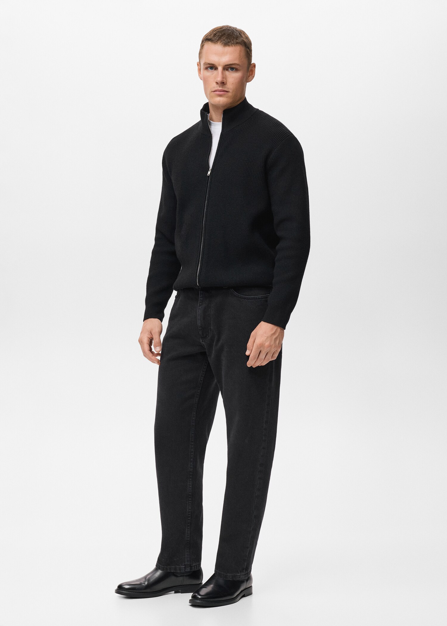 Ribbed-knit cardigan with zip - Details of the article 2