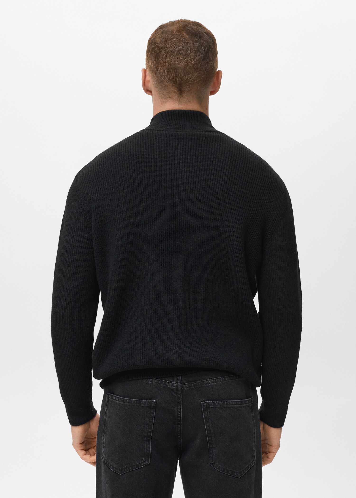 Ribbed-knit cardigan with zip - Reverse of the article