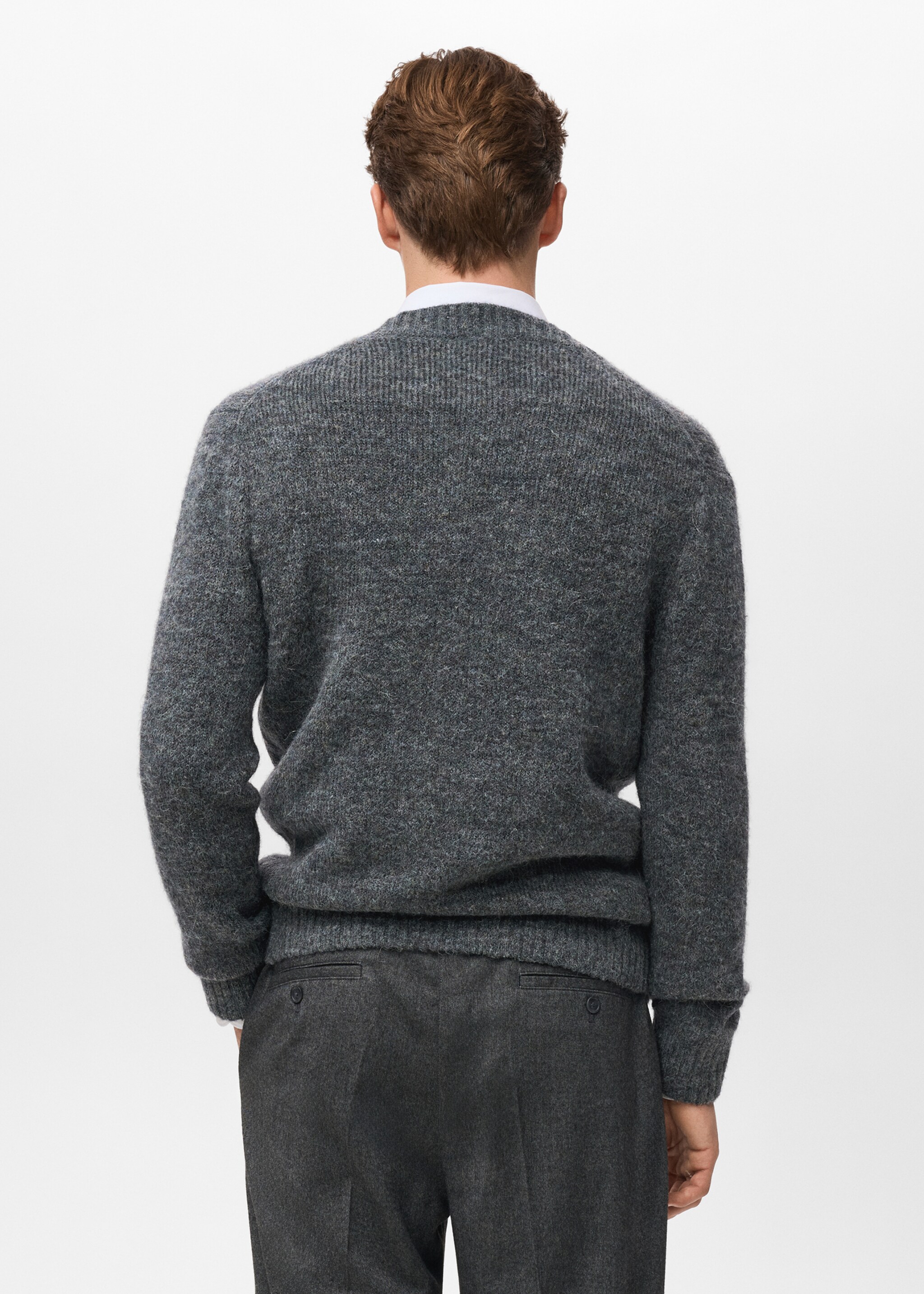 Knitted button cardigan - Reverse of the article, Indigo Blue. Ref: 17087898-00.