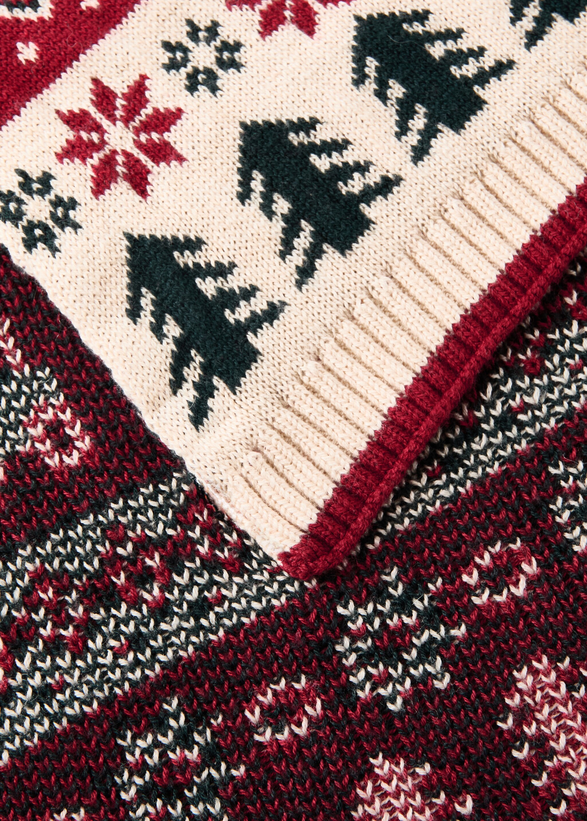 Children's jacquard wool blanket with Christmas design - Details of the article 1, Red. Ref: 17087901-00.