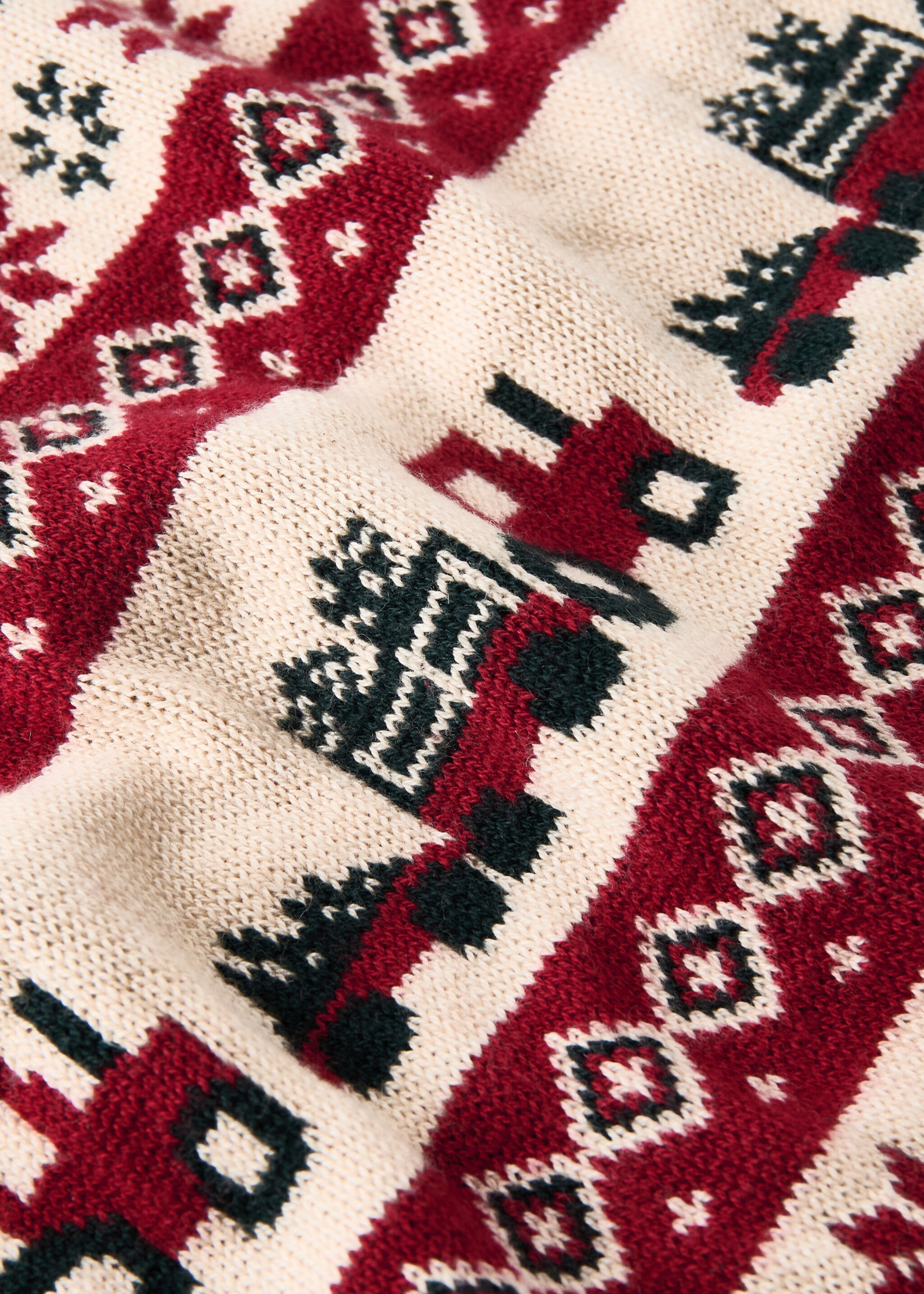 Children's jacquard wool blanket with Christmas design - Details of the article 2, Red. Ref: 17087901-00.