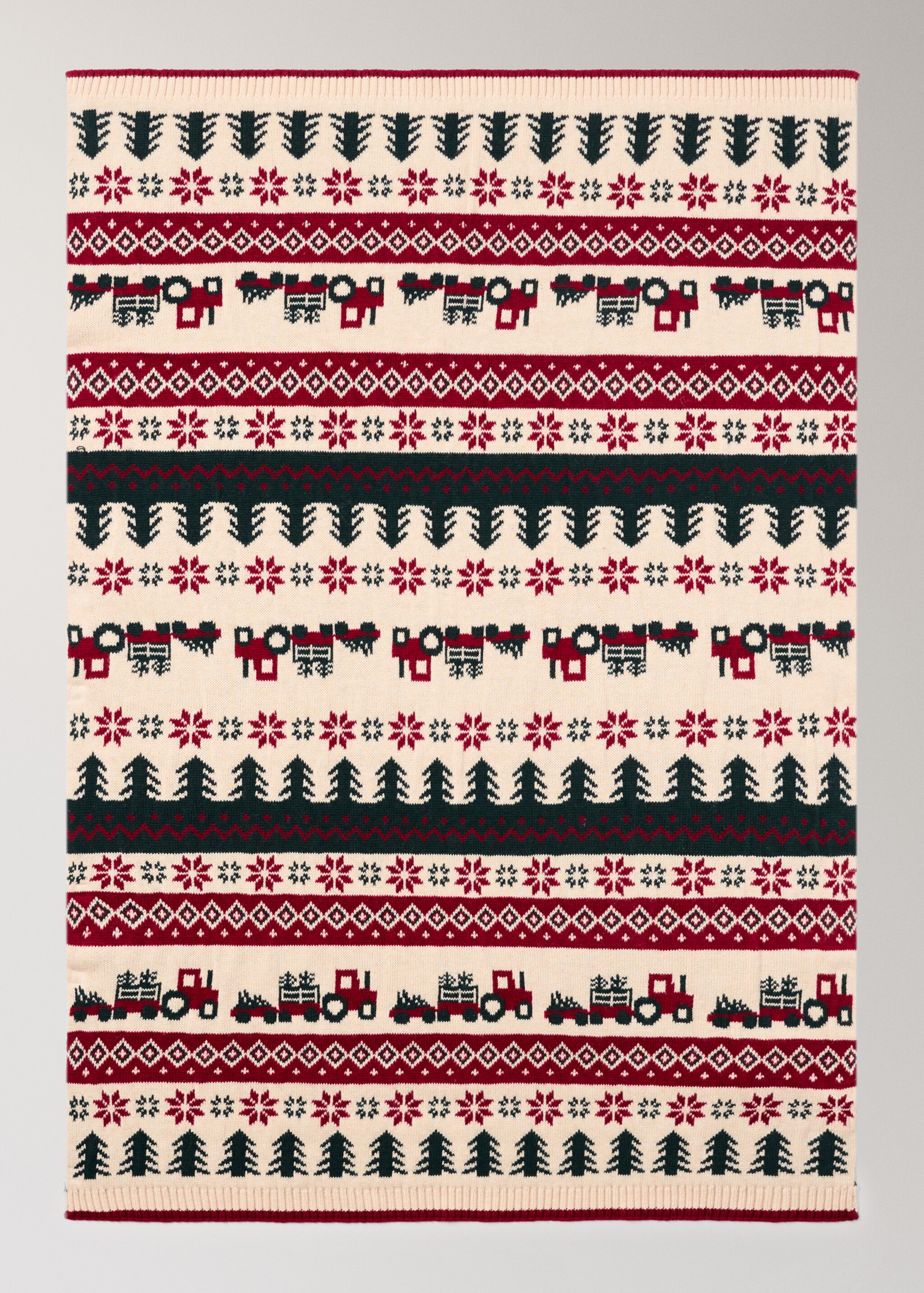 Children's jacquard wool blanket with Christmas design - Details of the article 3, Red. Ref: 17087901-00.