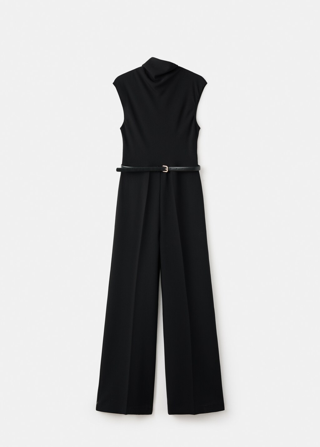 Jumpsuit with draped neck and belt - image 5